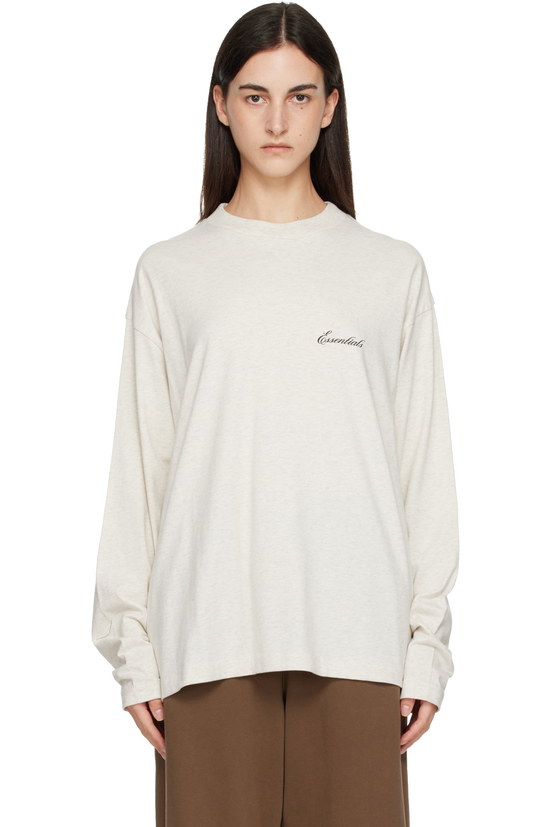 Fear of God ESSENTIALS - Off-White Classic Fit Long Sleeve T-shirt