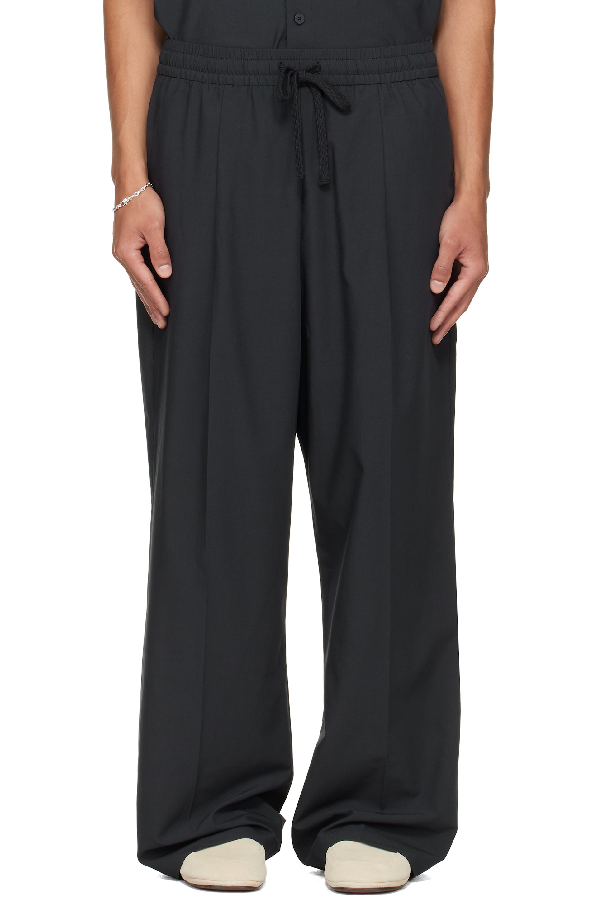 Fear of God ESSENTIALS - Black Pleat Front Drawstring Trousers