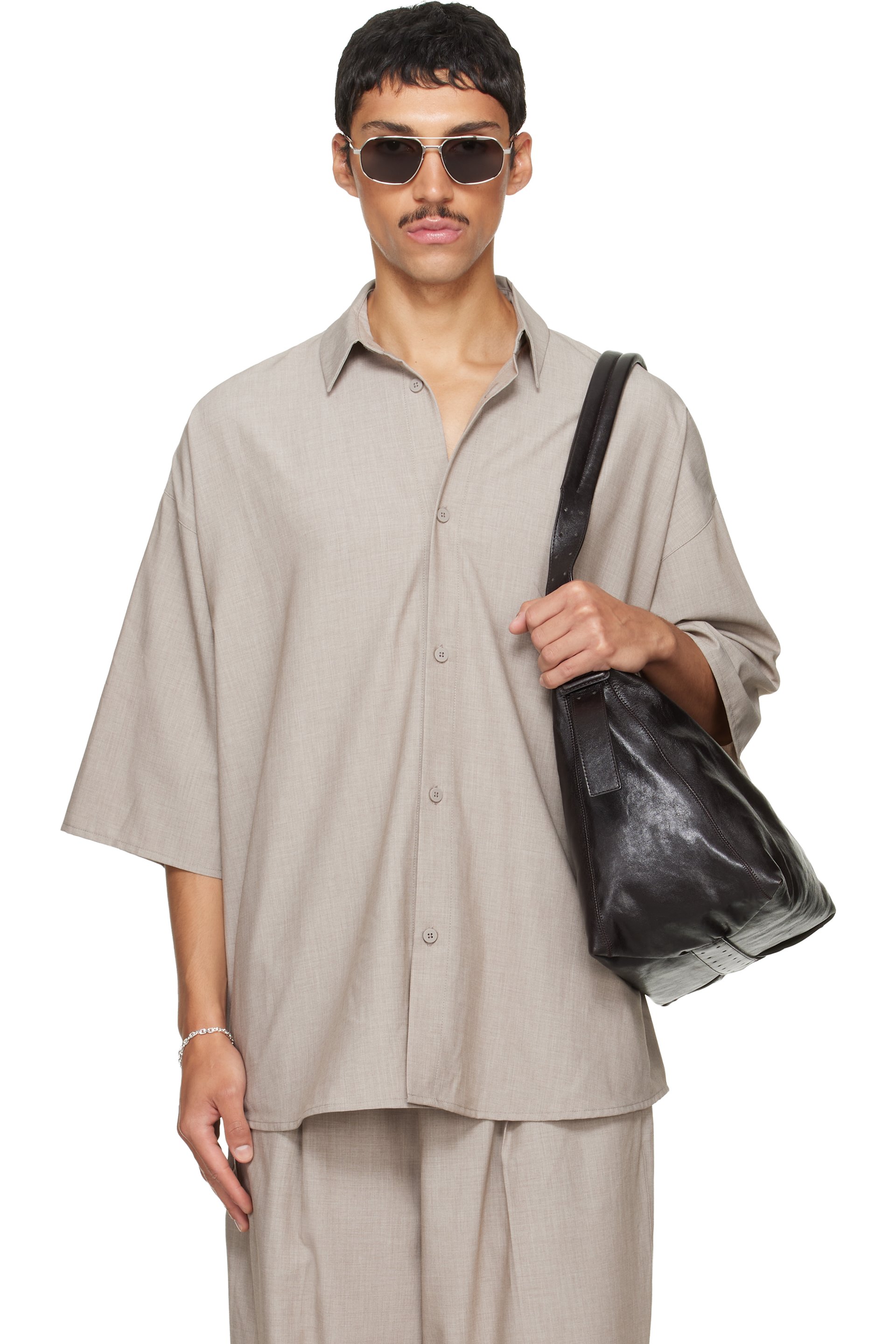 Fear of God ESSENTIALS - Gray Button Up Shirt