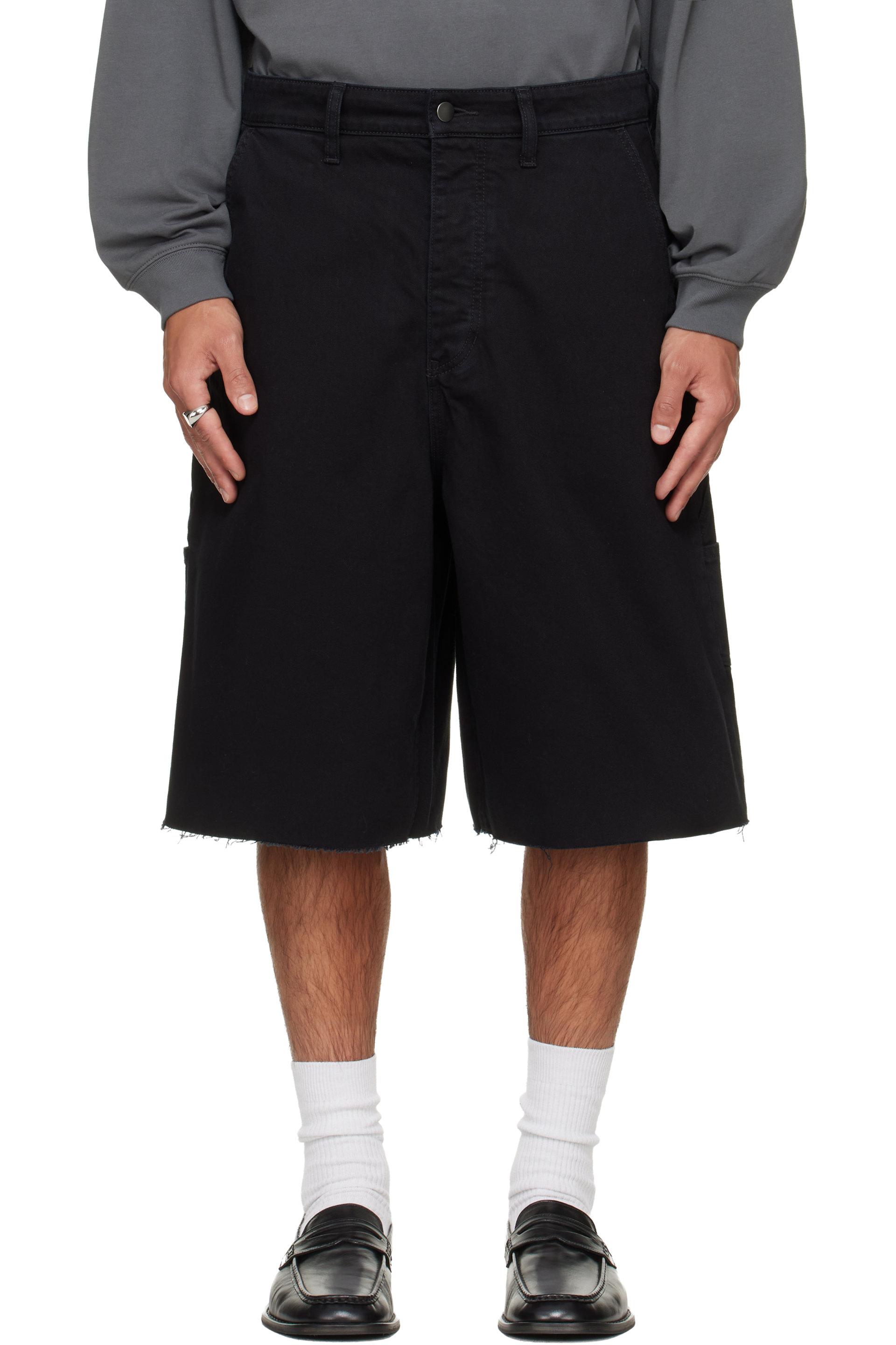 Fear of God ESSENTIALS - Black Raw Cut 5-Pocket Shorts