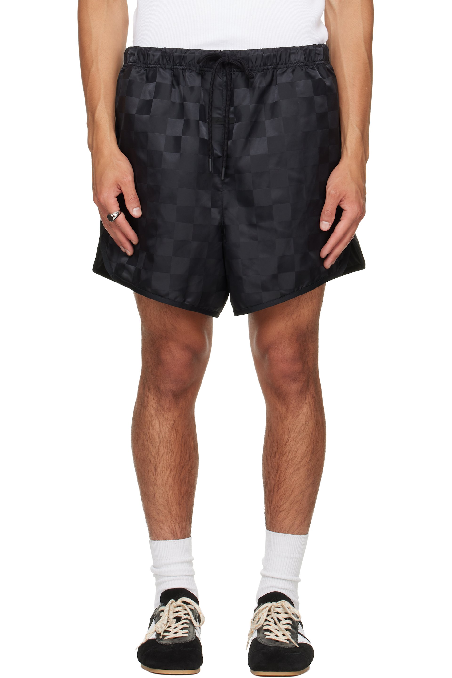 Fear of God ESSENTIALS - Black Checkered Gym Shorts