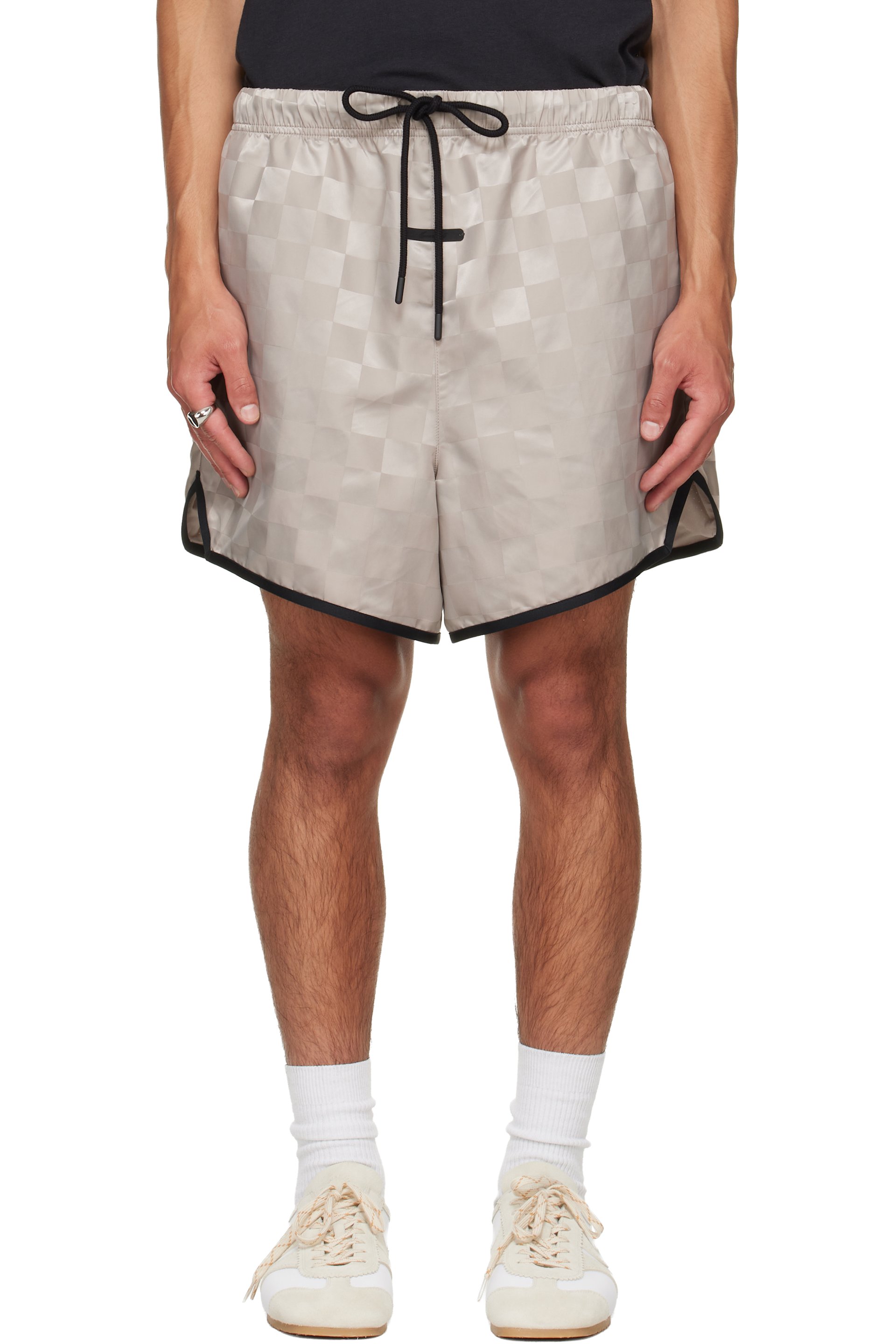 Fear of God ESSENTIALS - Gray Checkered Gym Shorts