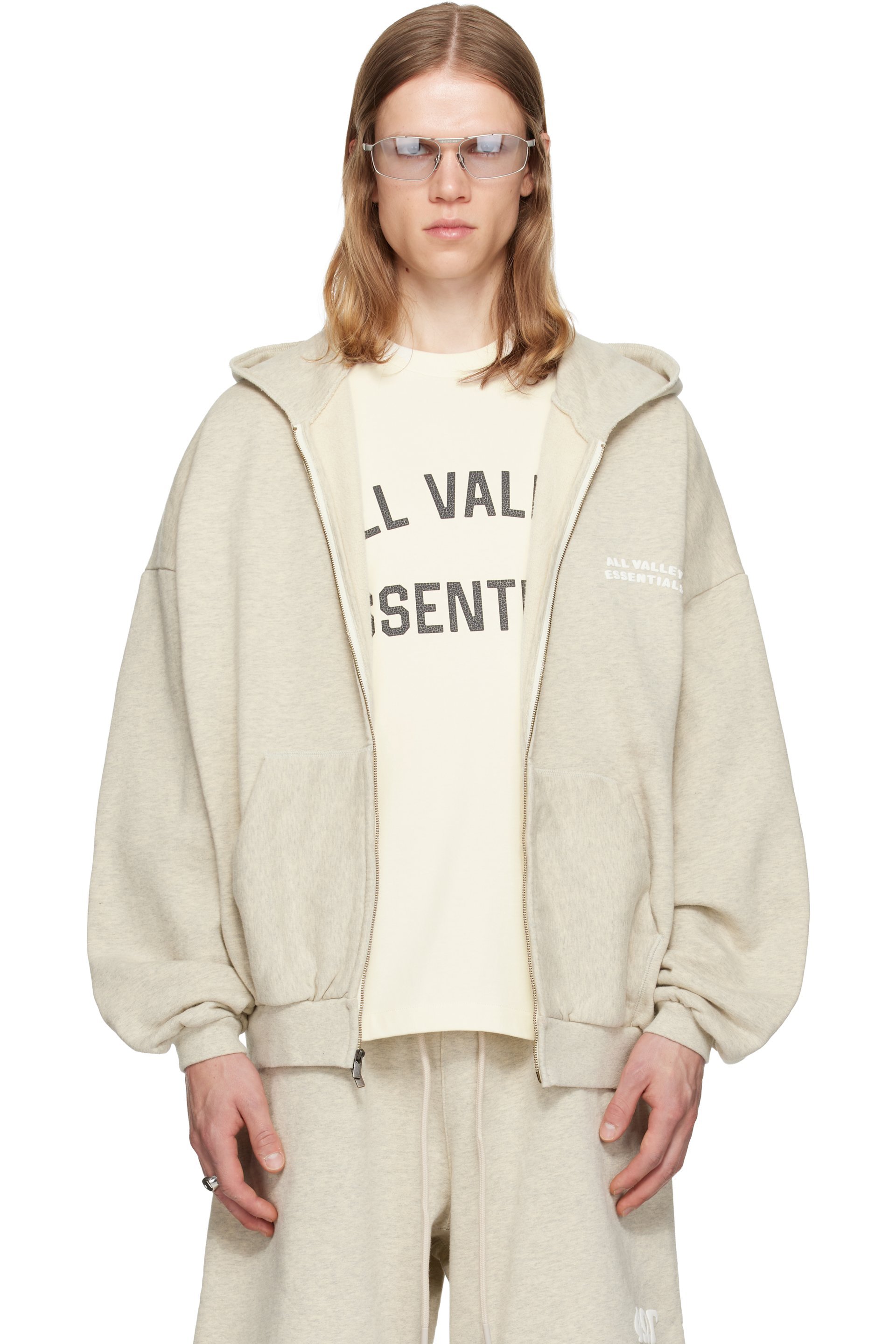 Fear of God ESSENTIALS - Beige 90's Zip-Up Hoodie