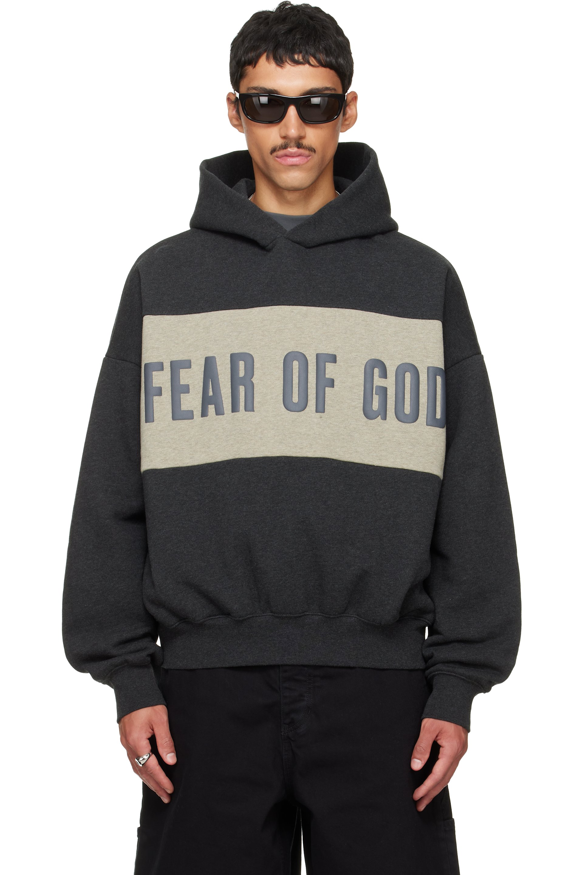 Fear of God ESSENTIALS - Gray Cropped Relaxed Paneled Hoodie