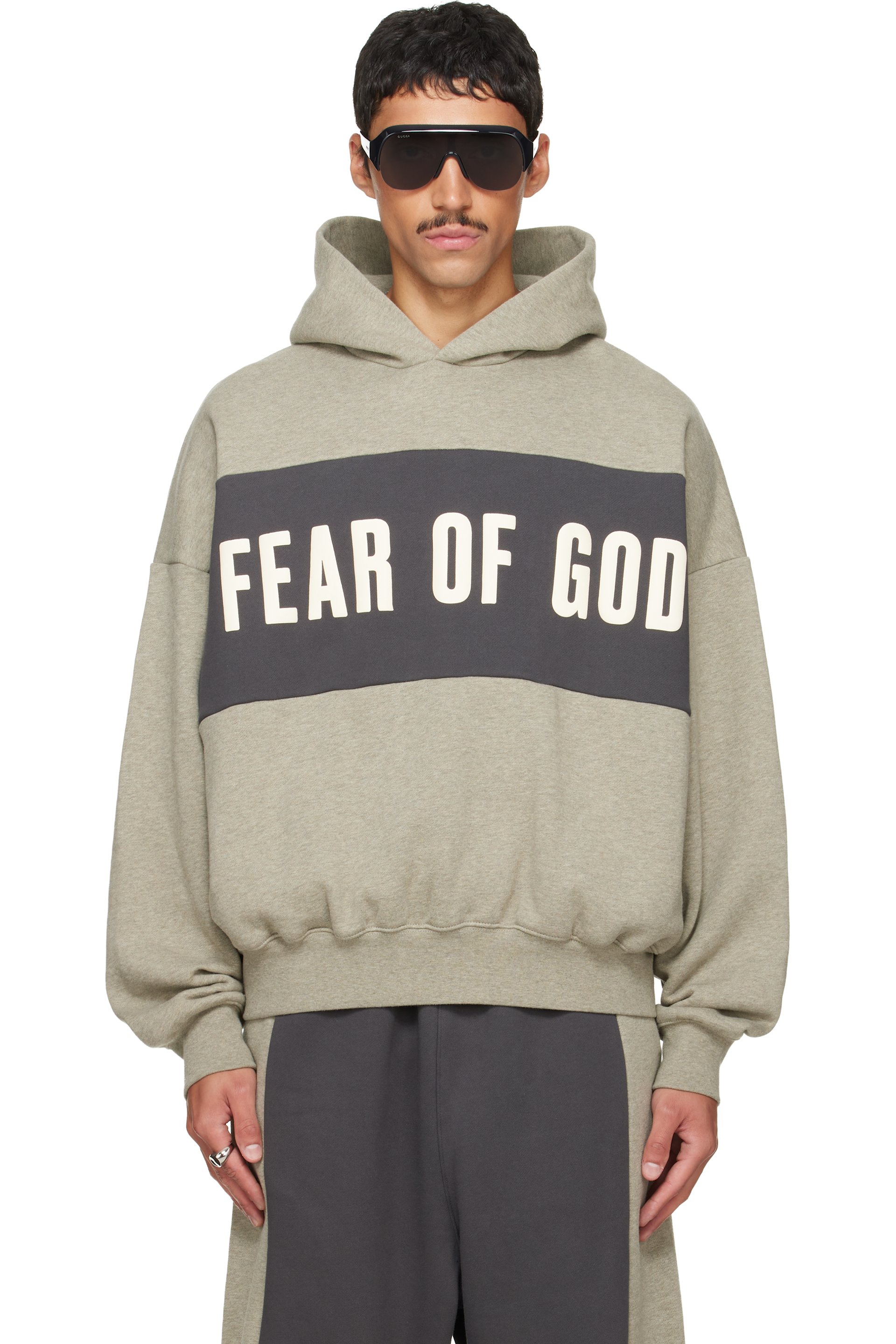 Fear of God ESSENTIALS - Gray Cropped Relaxed Paneled Hoodie