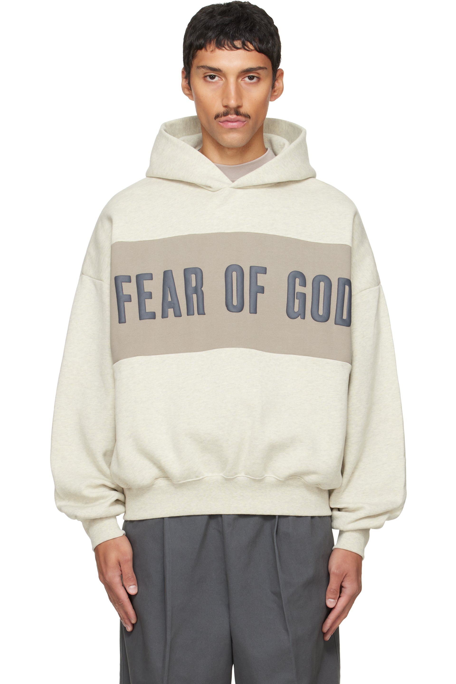 Fear of God ESSENTIALS - Gray Cropped Relaxed Paneled Hoodie