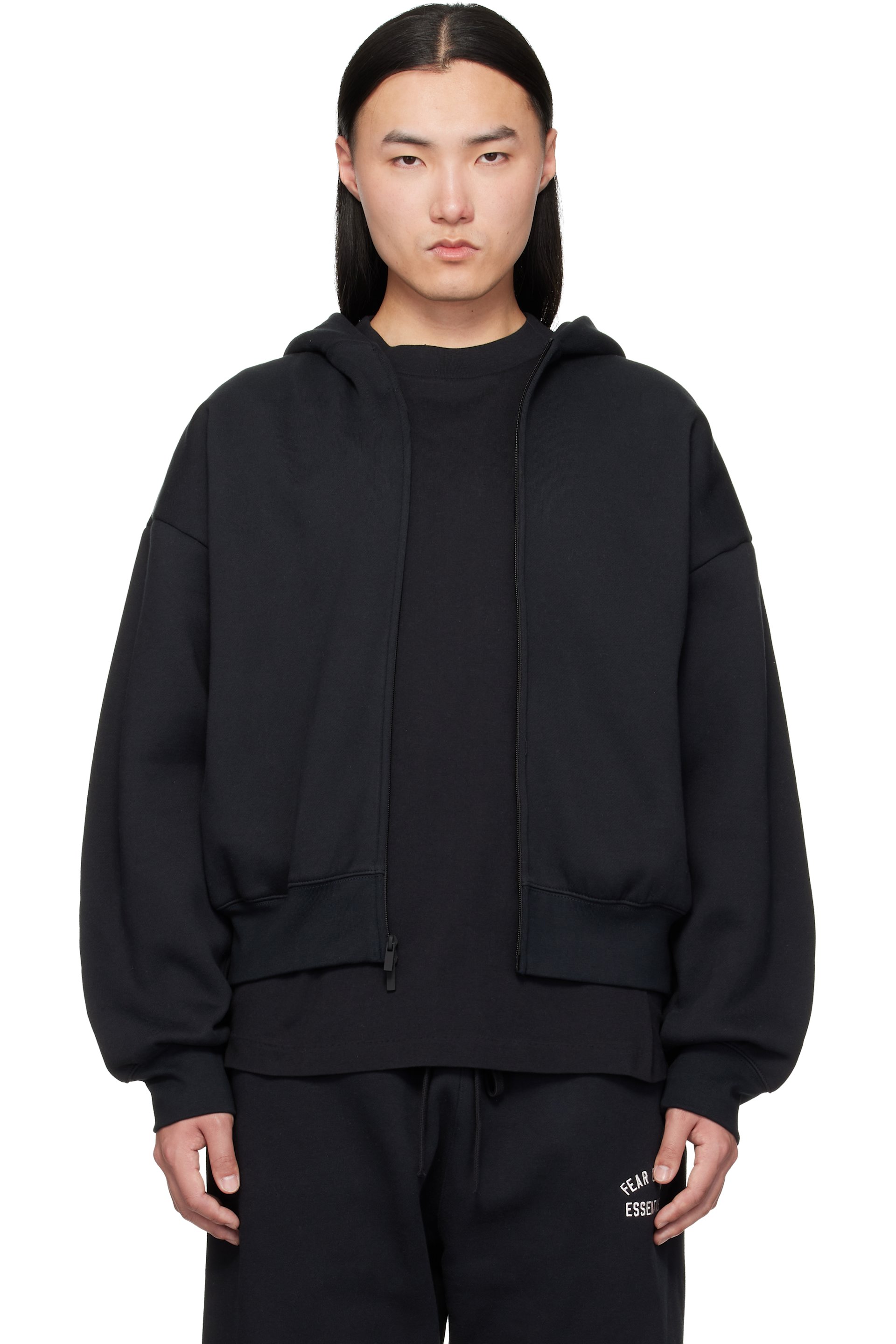 Fear of God ESSENTIALS - Black Classic Zip-Up Hoodie