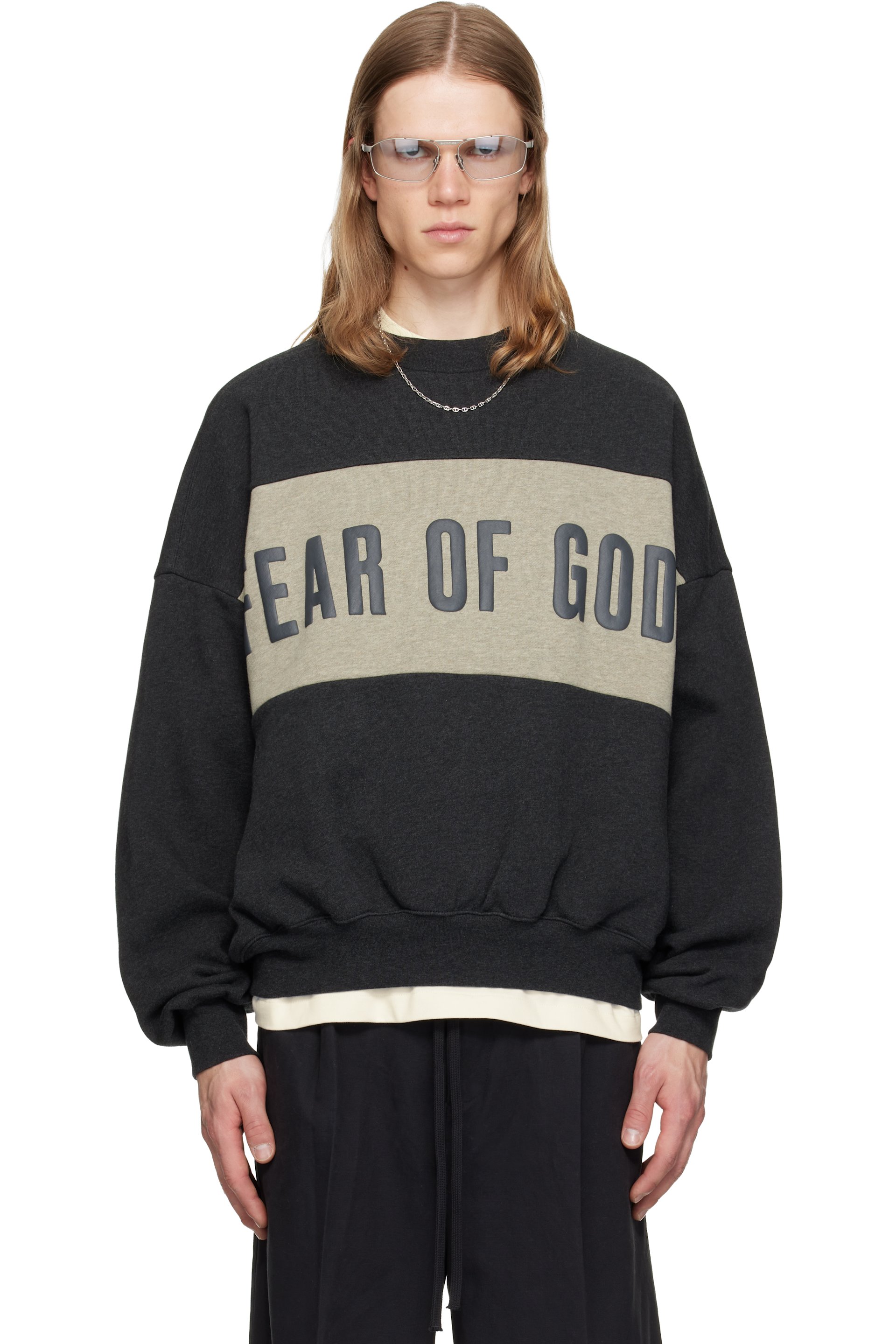 Fear of God ESSENTIALS - Gray Cropped Relaxed Panelled Sweatshirt