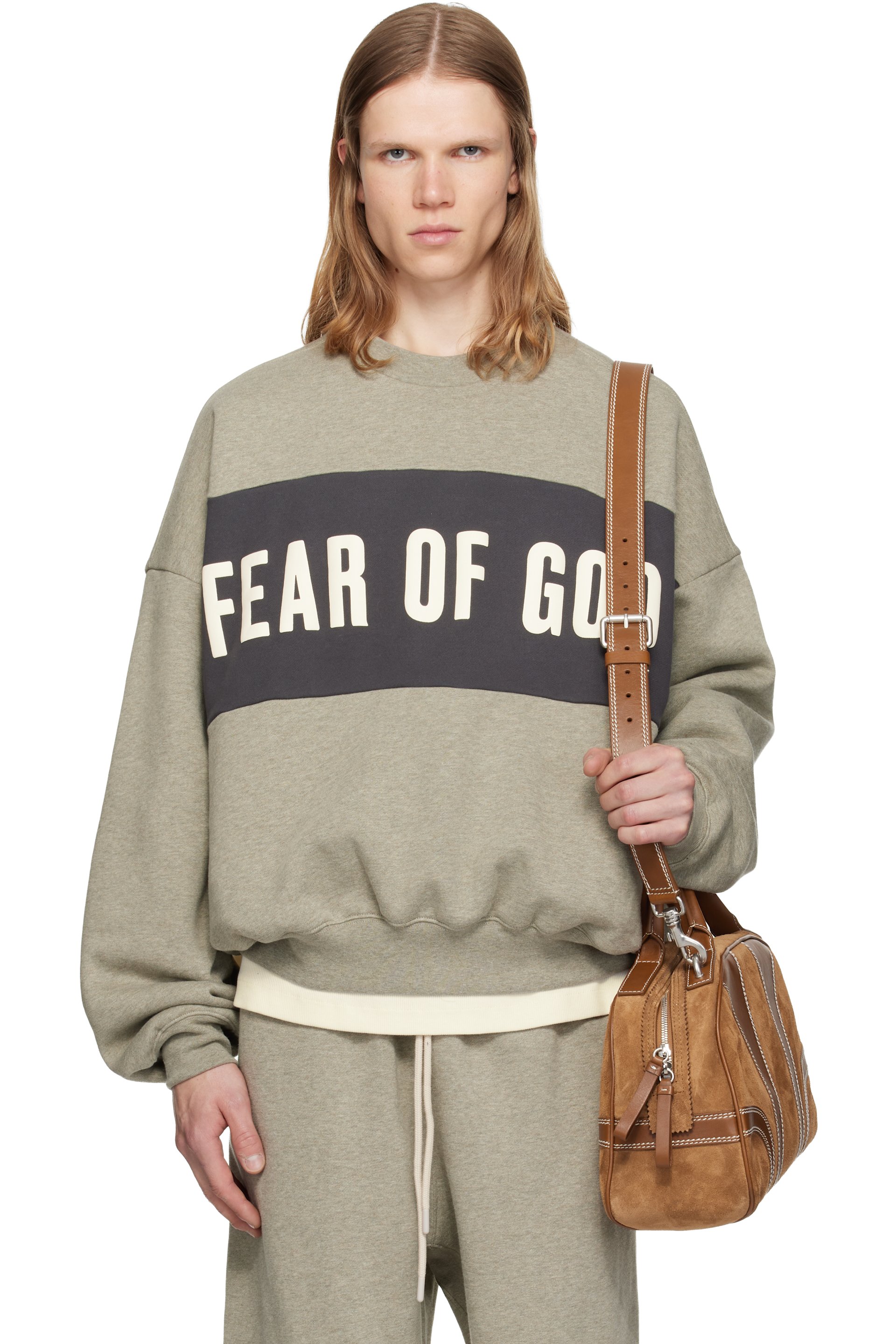 Fear of God ESSENTIALS - Gray Cropped Relaxed Panelled Sweatshirt