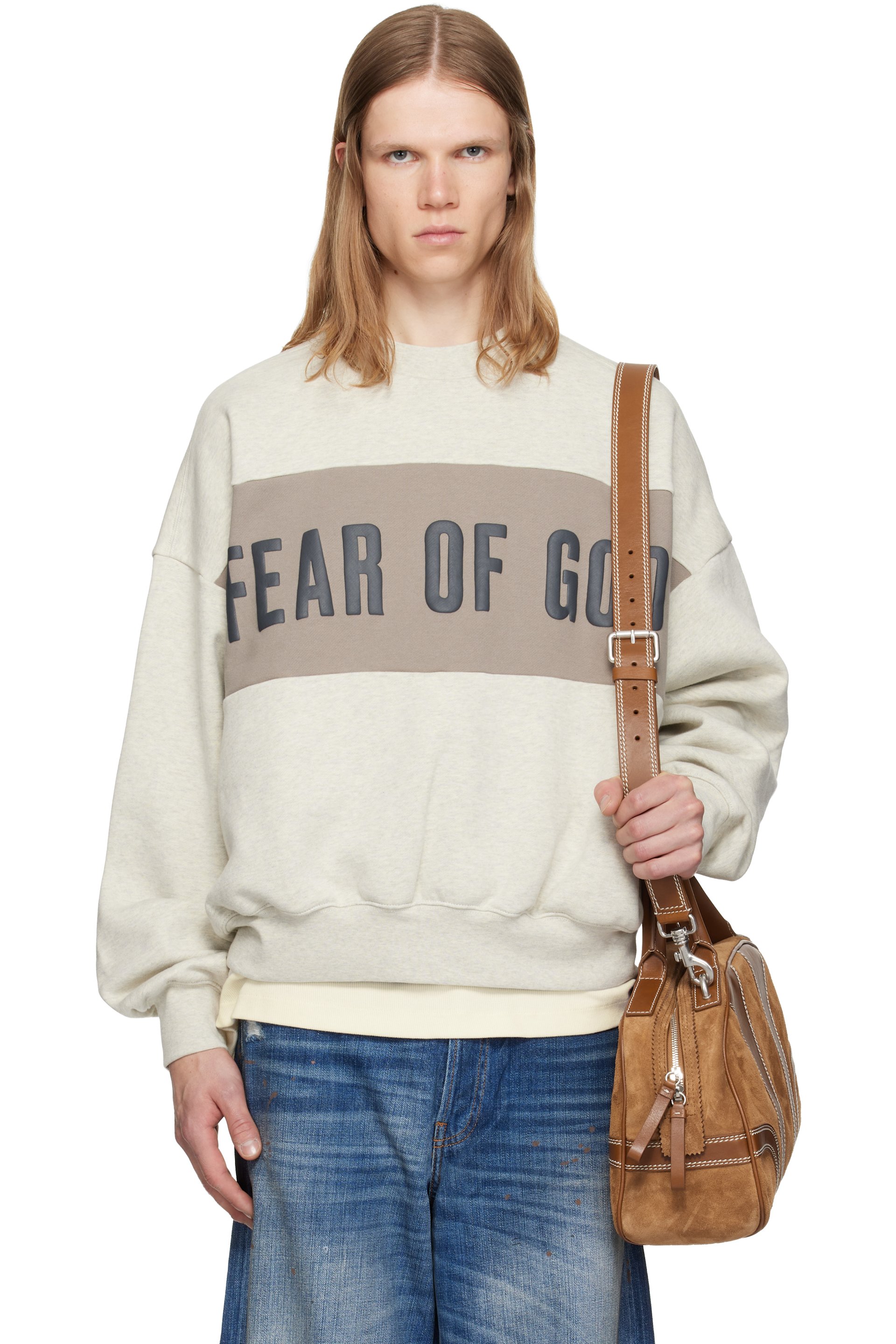 Fear of God ESSENTIALS - Gray Cropped Relaxed Panelled Sweatshirt