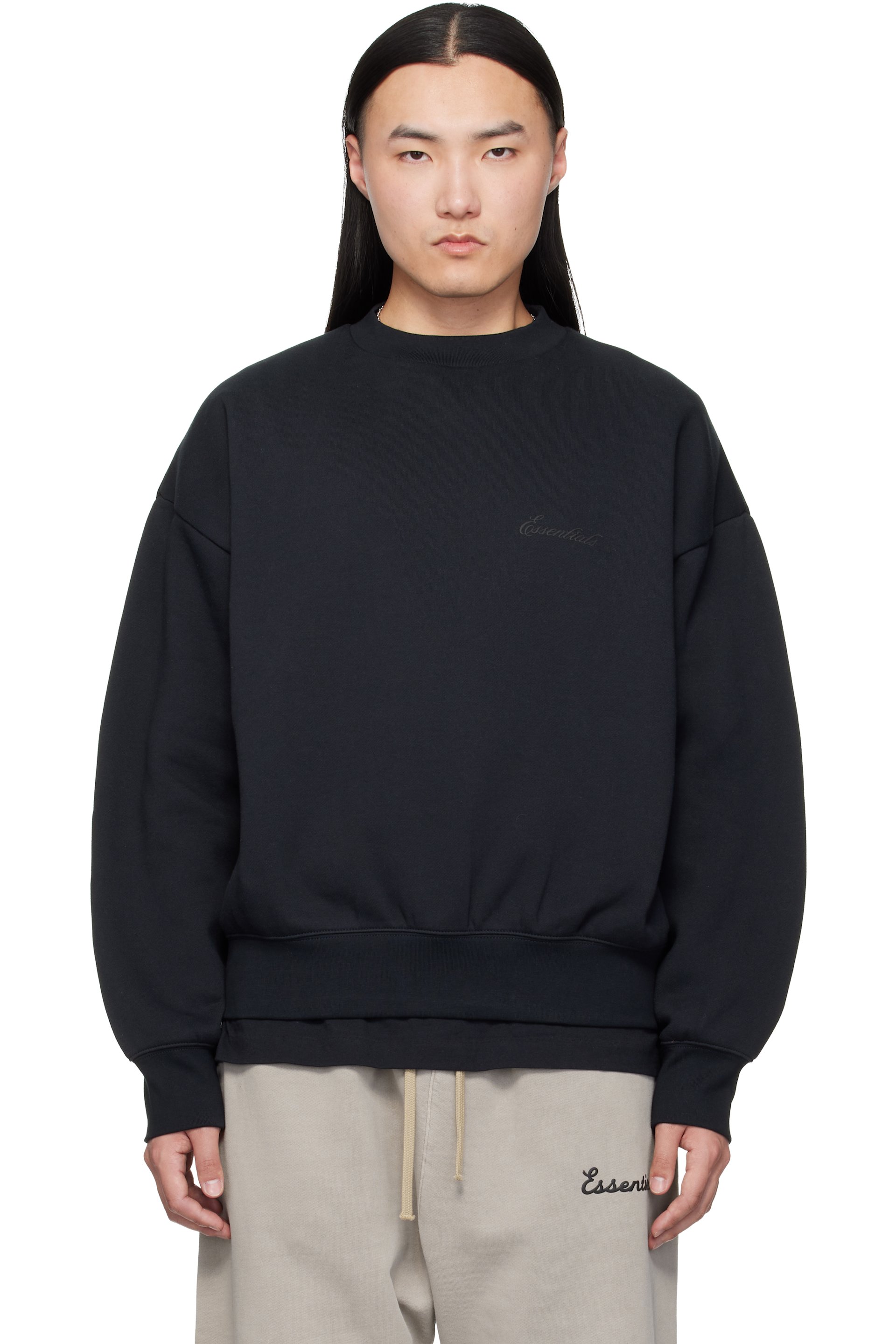 Fear of God ESSENTIALS - Black Classic Crewneck Sweatshirt