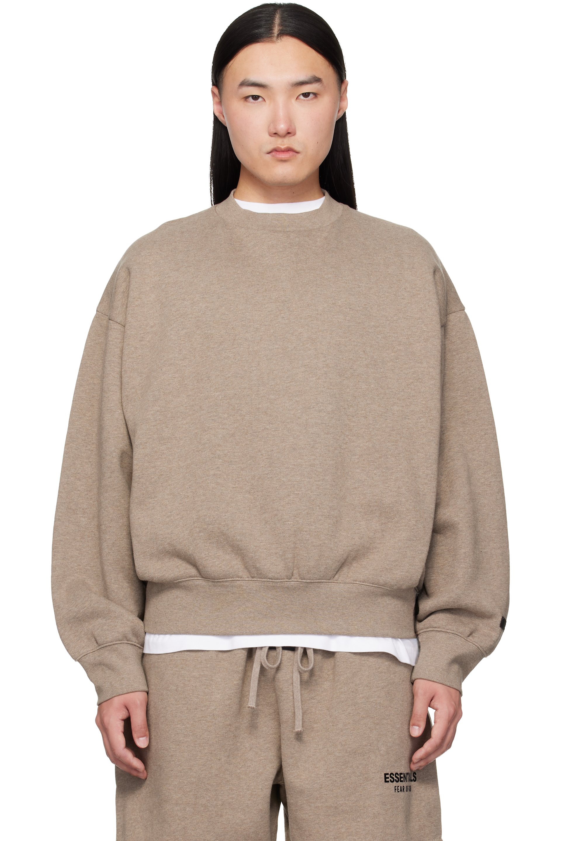 Fear of God ESSENTIALS - Beige Classic Crewneck Sweatshirt