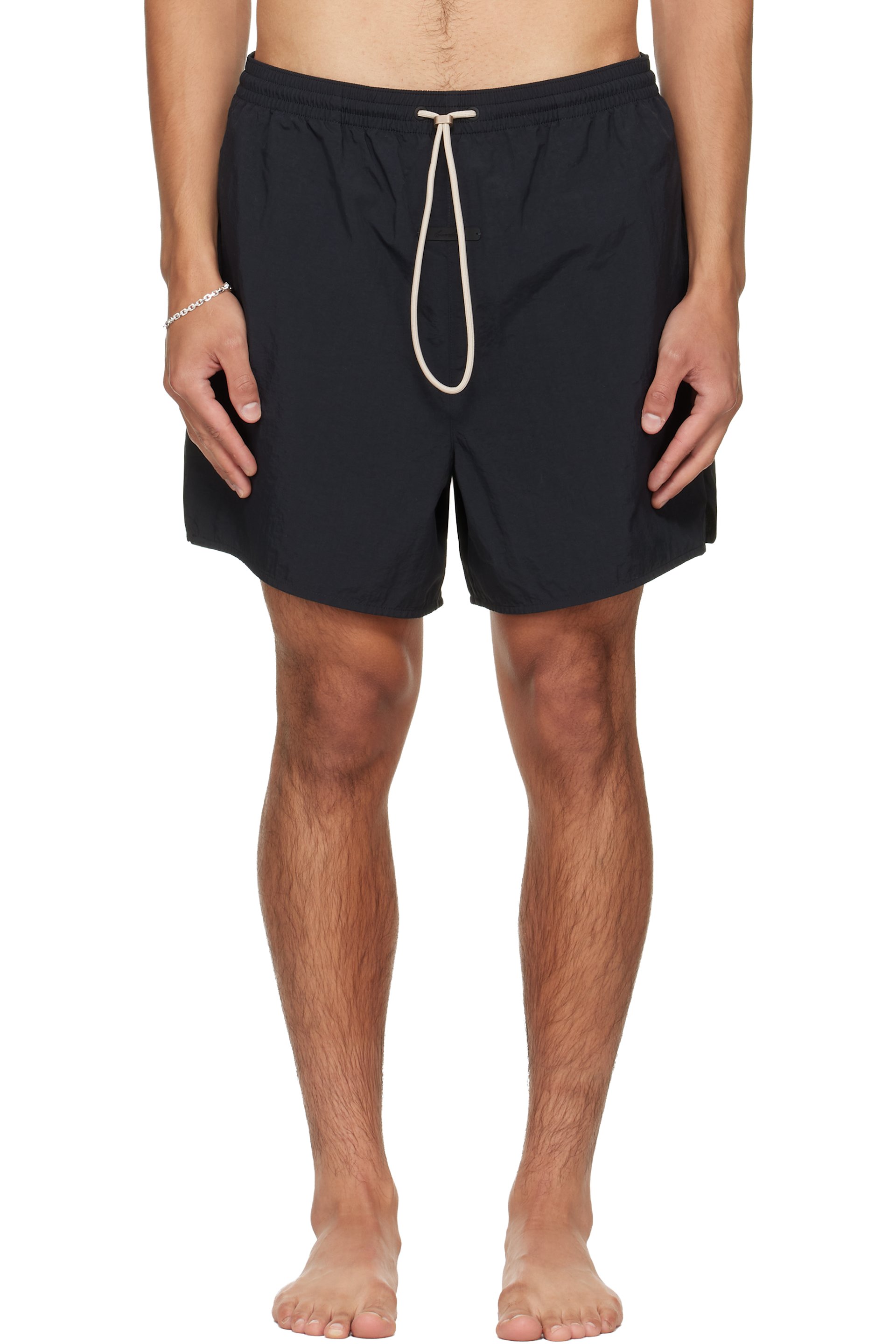 Fear of God ESSENTIALS - Black Logo Patch Swim Shorts