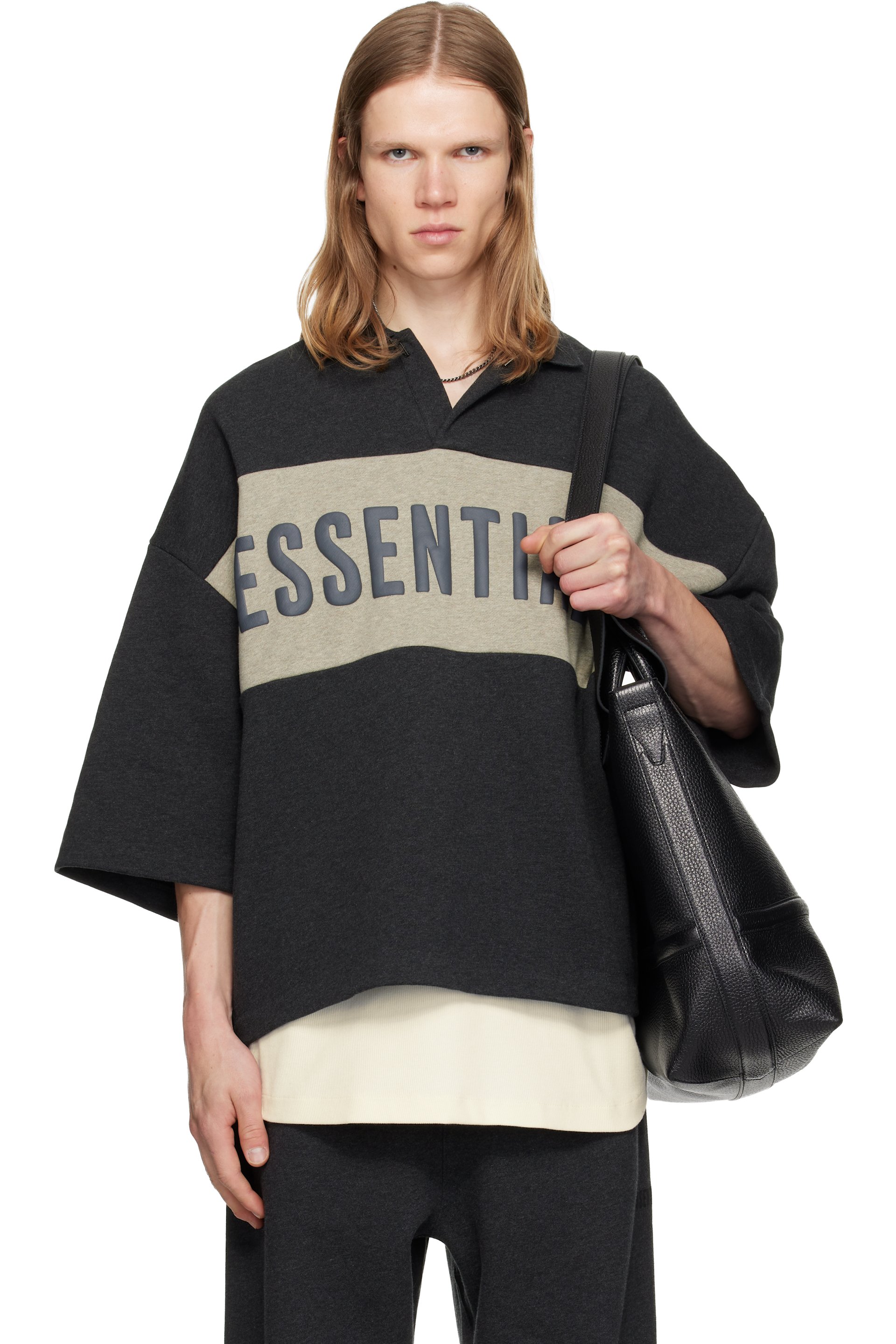 Fear of God ESSENTIALS - Gray Panelled Crop Polo