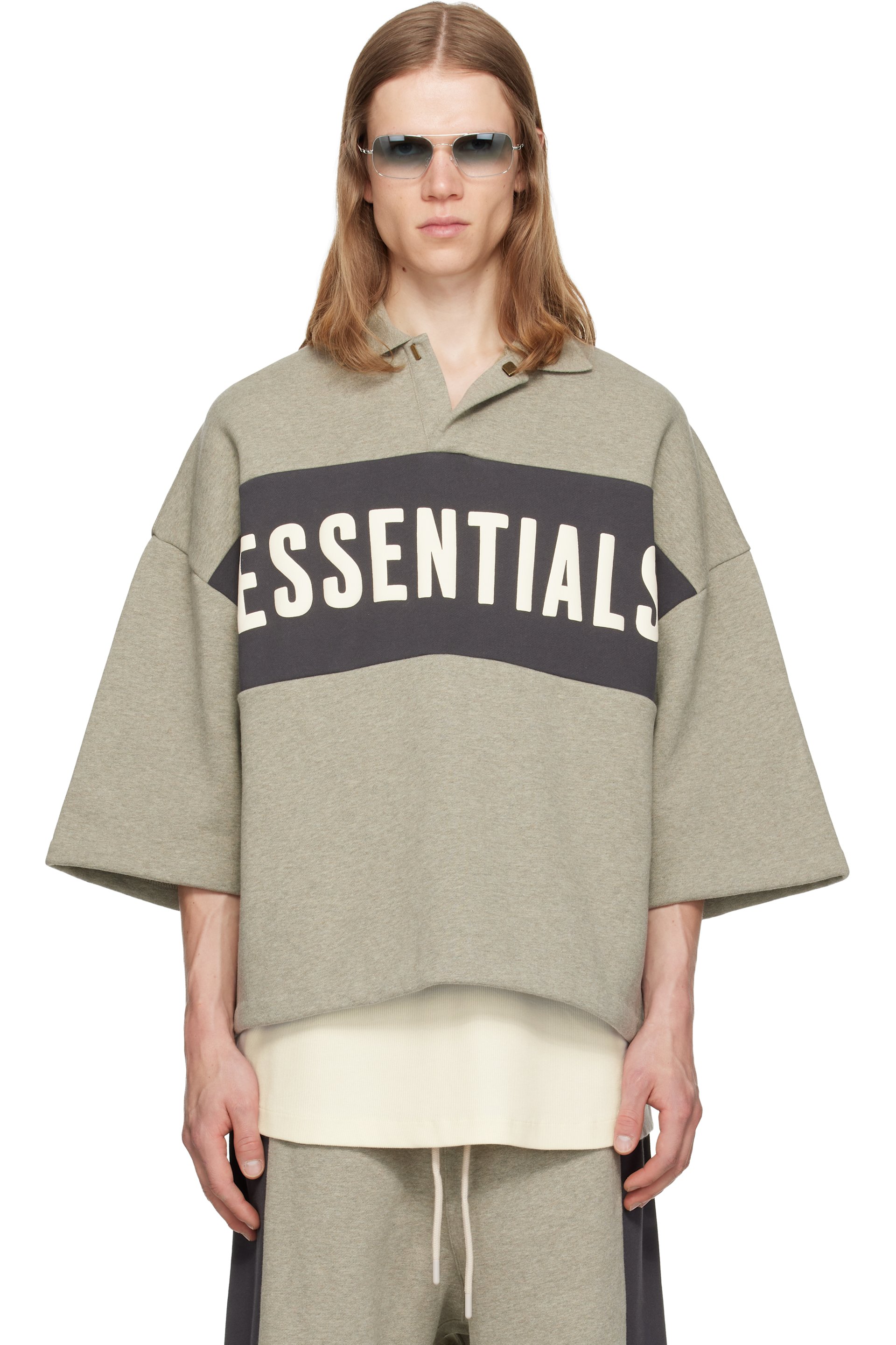 Fear of God ESSENTIALS - Gray Panelled Crop Polo