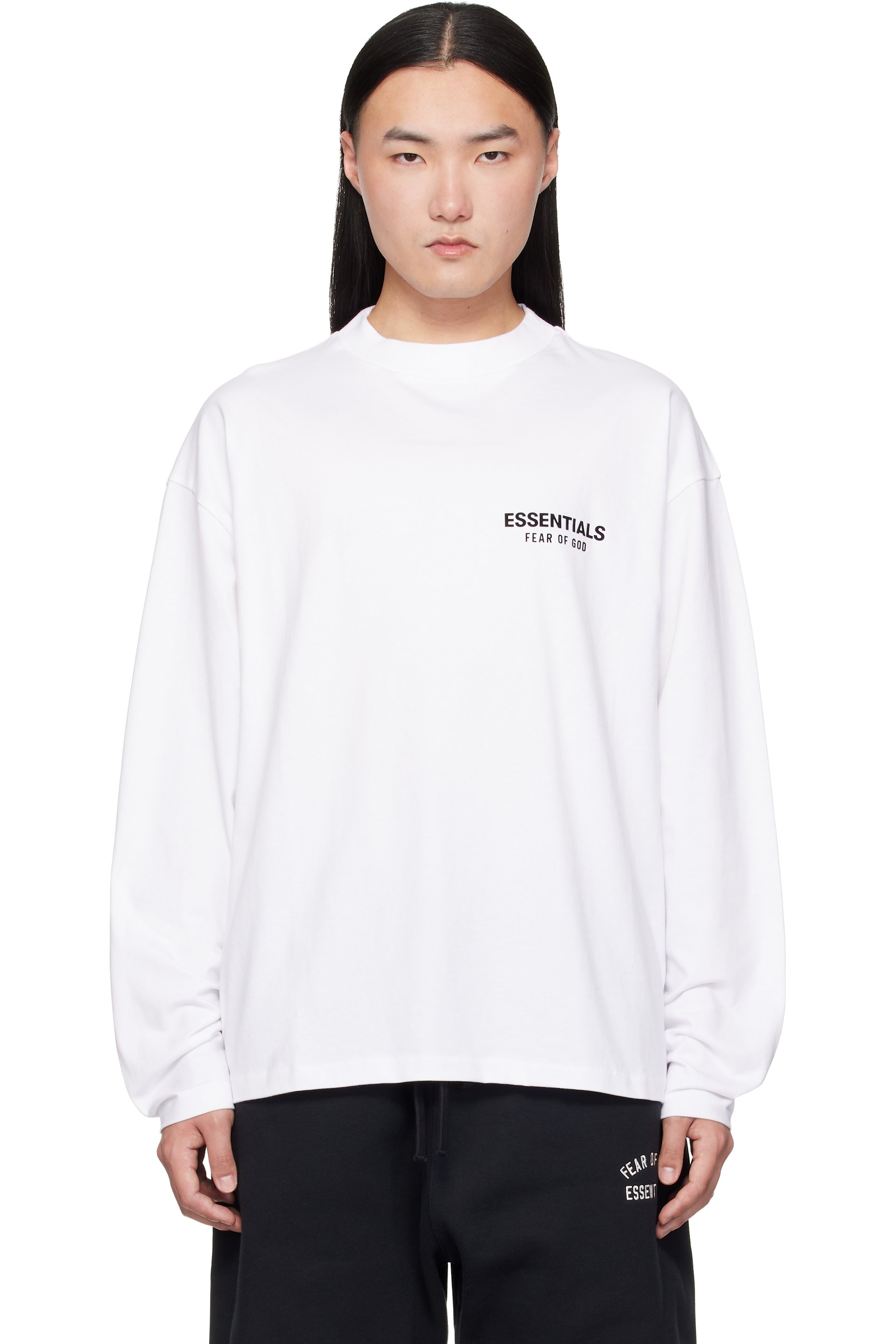 Fear of God ESSENTIALS - White Classic Long Sleeve T-shirt