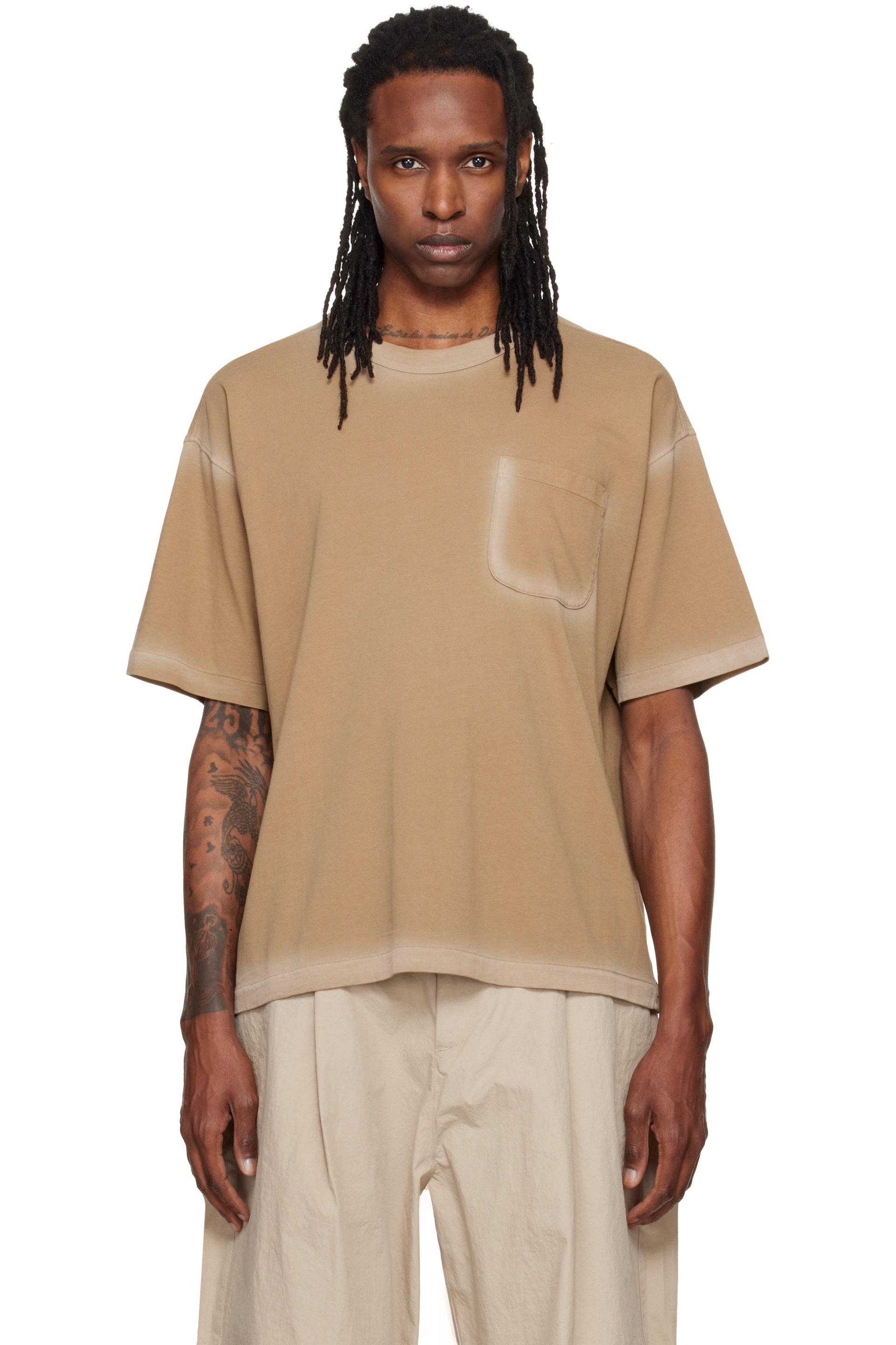 YMC - 驼色 Triple Pocket T 恤