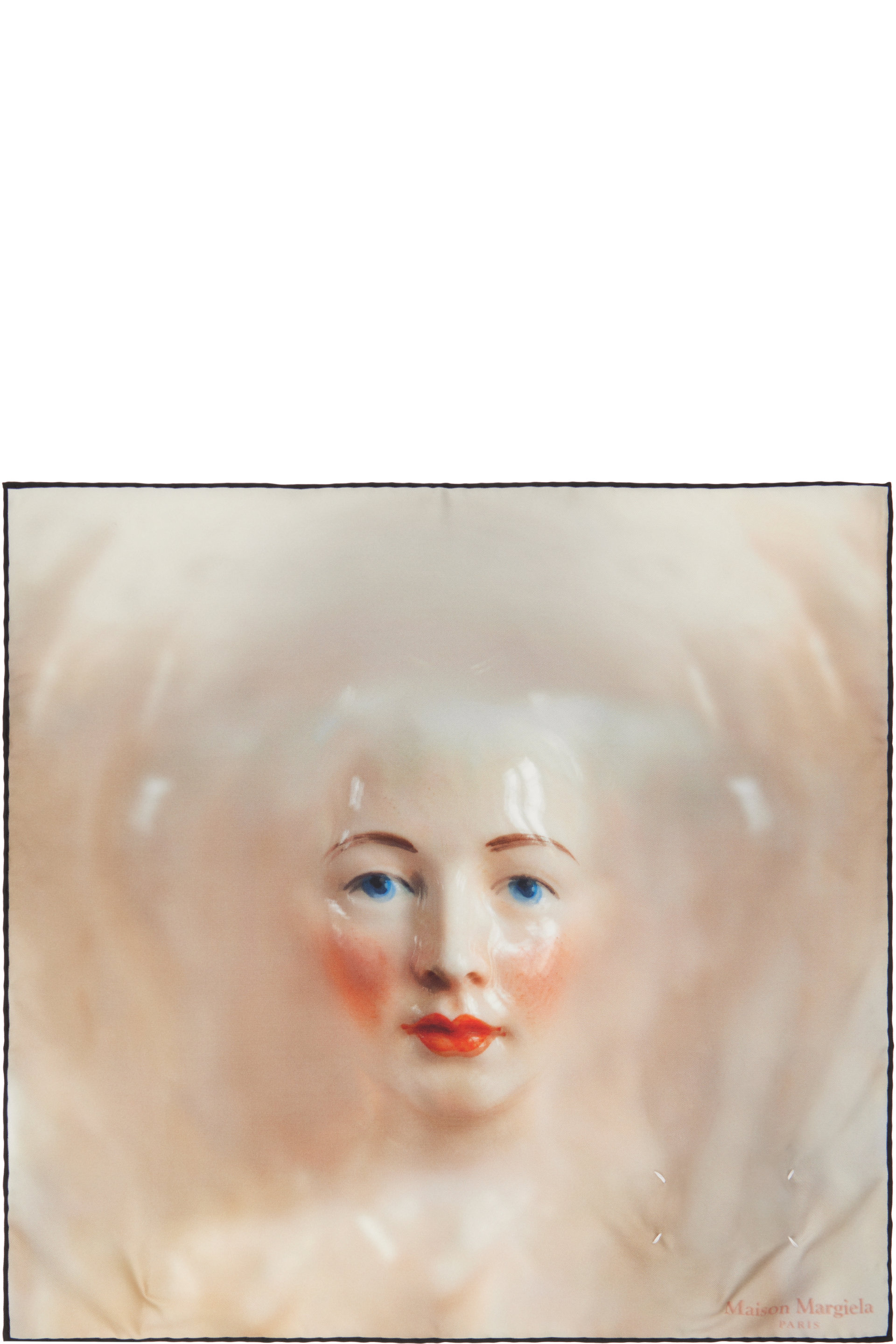 Maison Margiela - Beige Porcelain Doll Print Silk Scarf