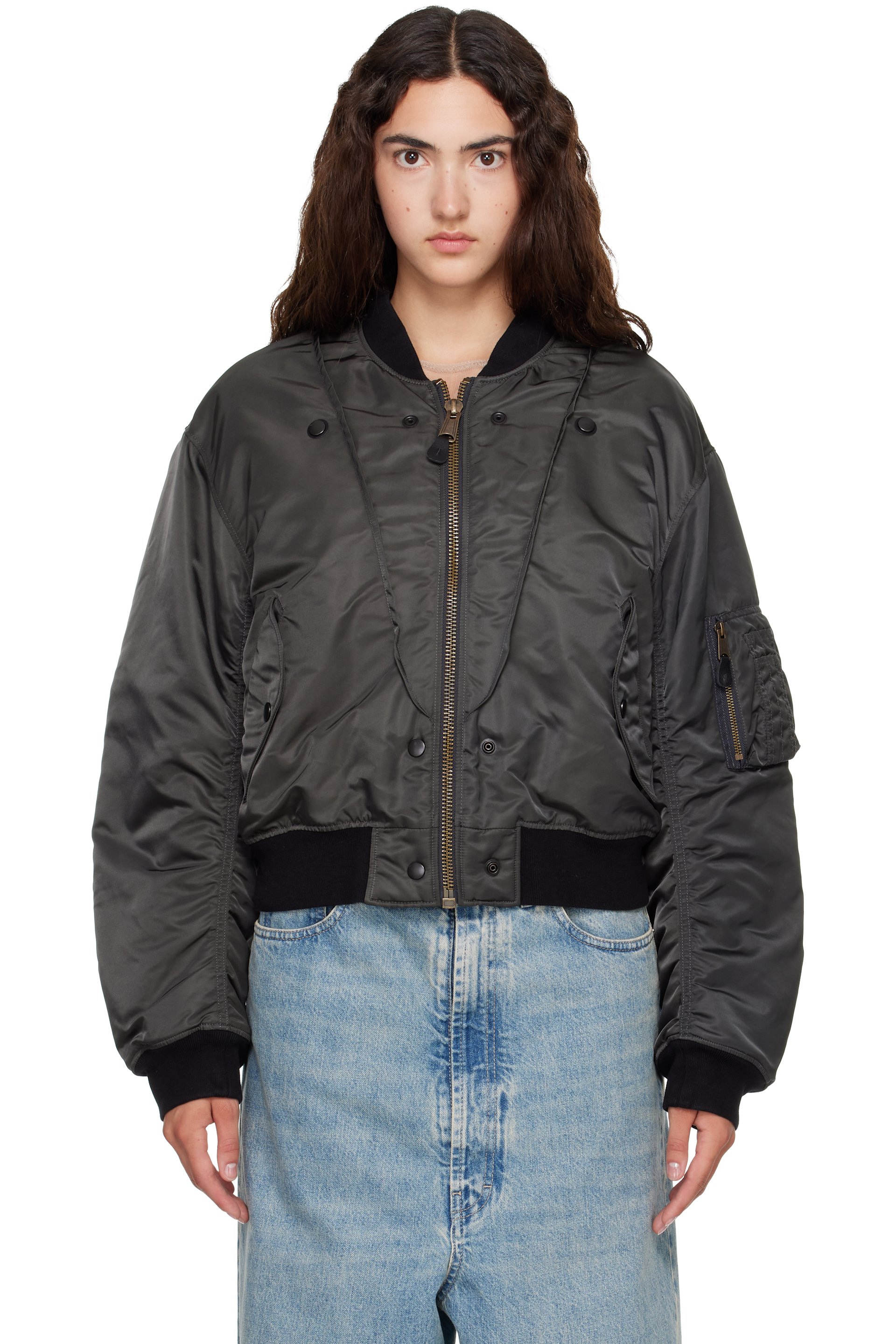 Maison Margiela - Gray & Black Reversible Bomber Jacket