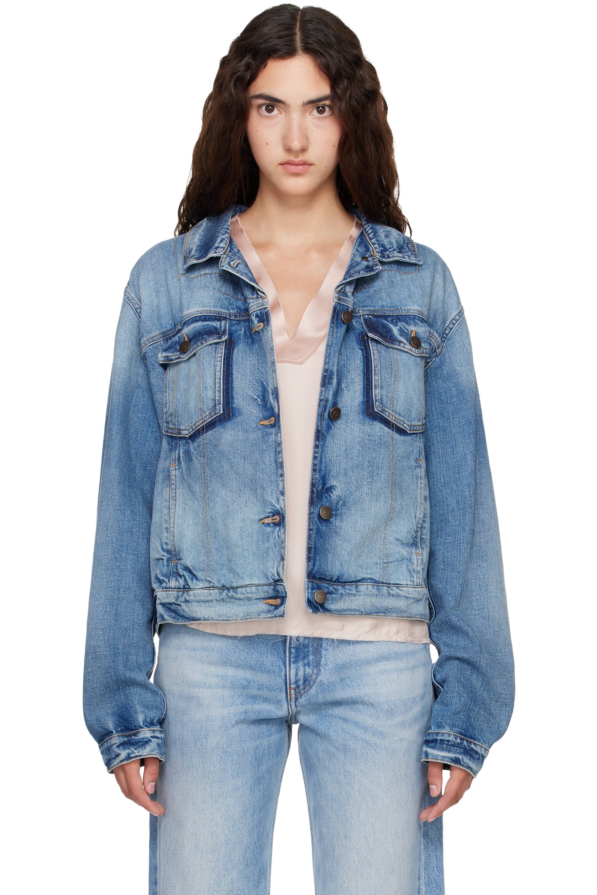 Maison Margiela - Blue Folded Collar Denim Jacket