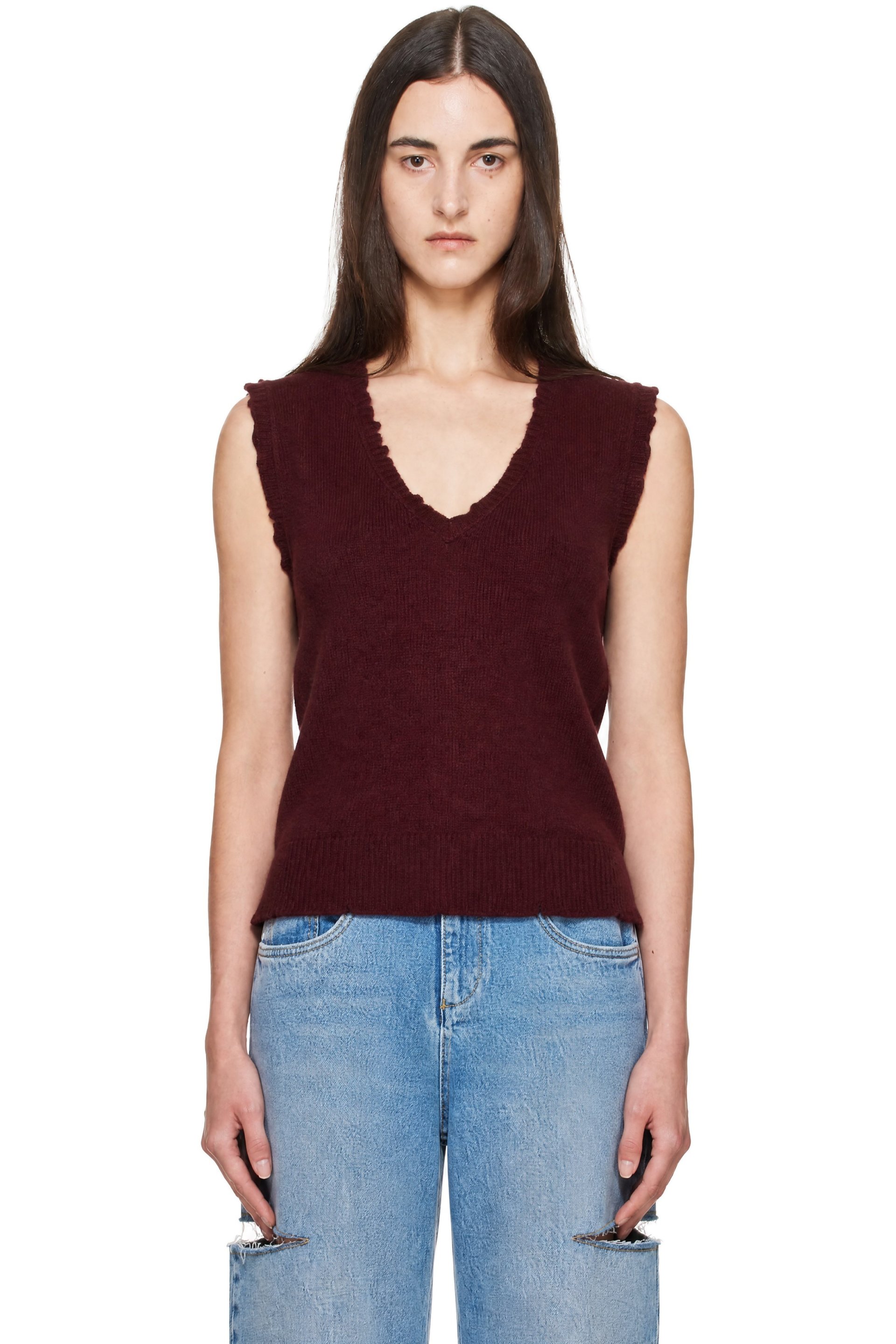 Maison Margiela - Burgundy Lived In Sweater Vest