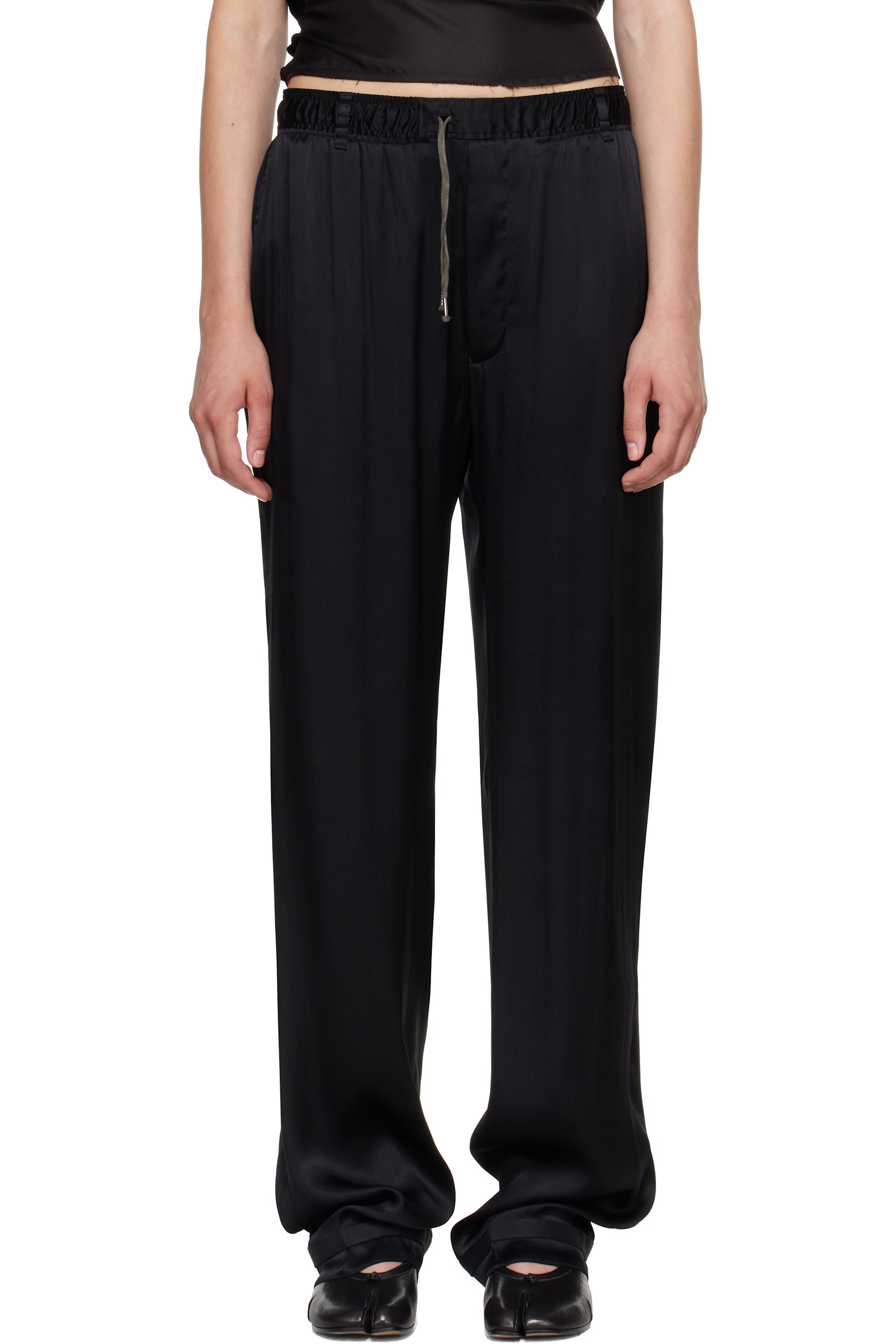 Maison Margiela - Black Satin Drawstring Trousers
