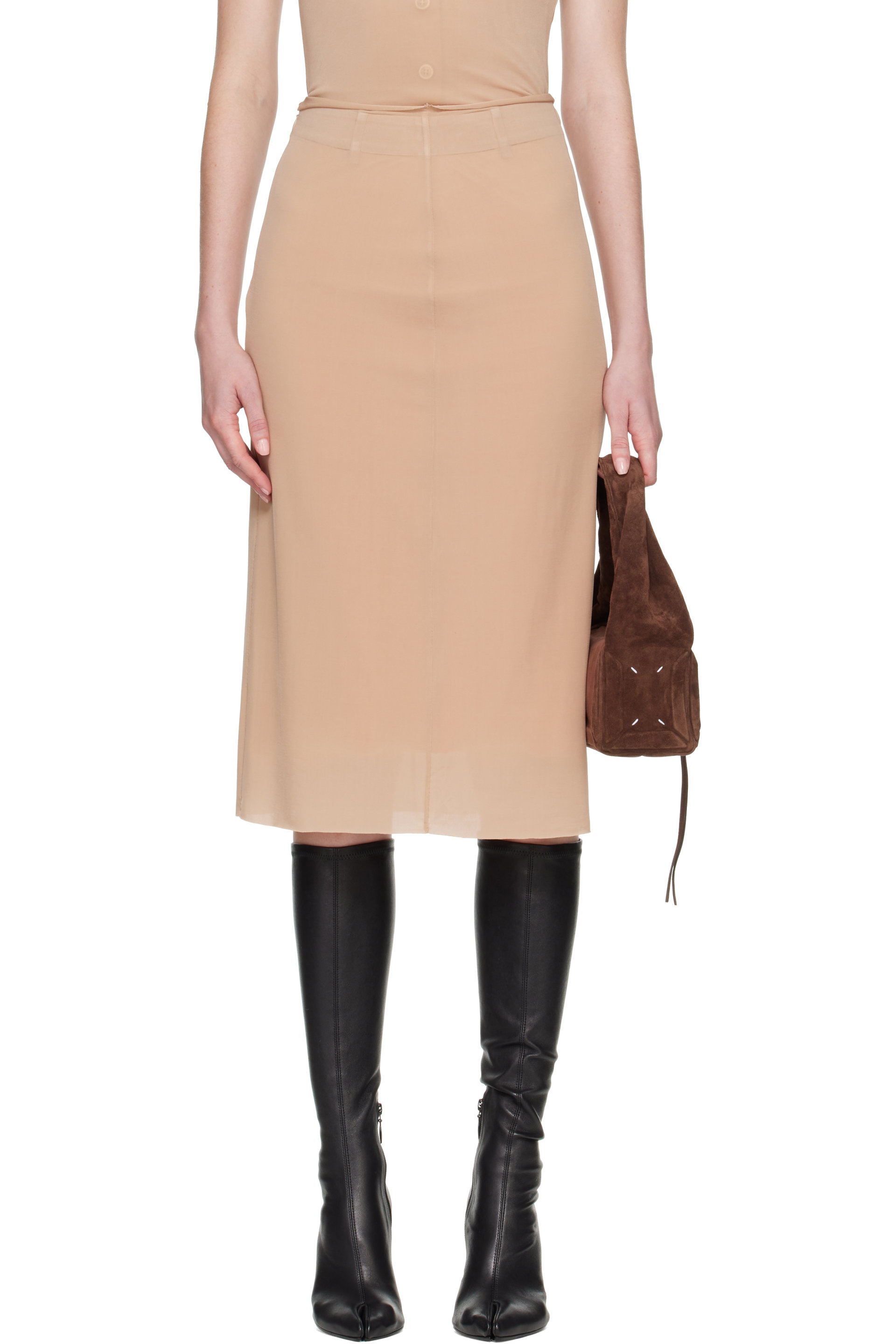 Maison Margiela - Beige Fusion Jersey Midi Skirt