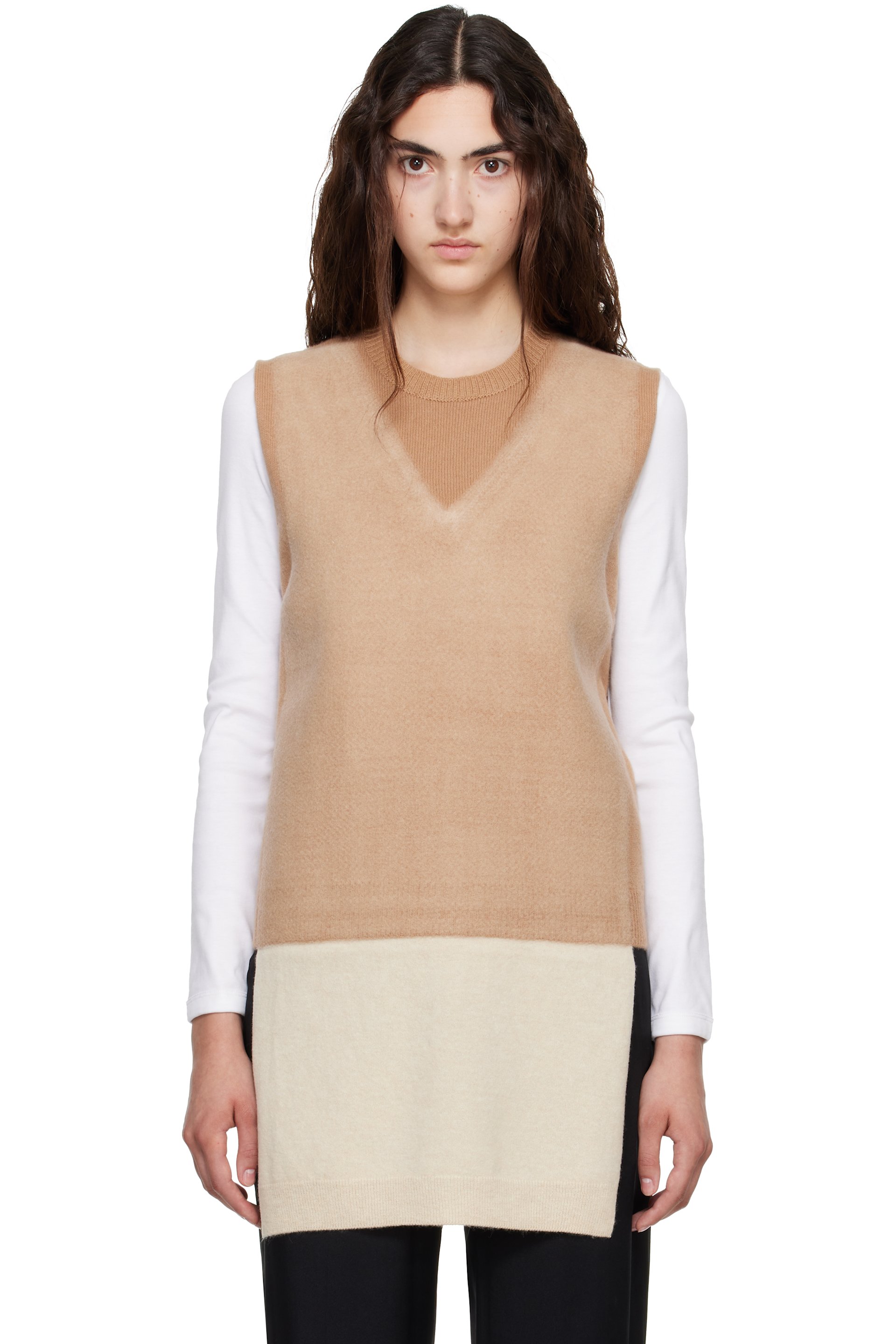 Maison Margiela - Tan & Beige Fused Knit Vest