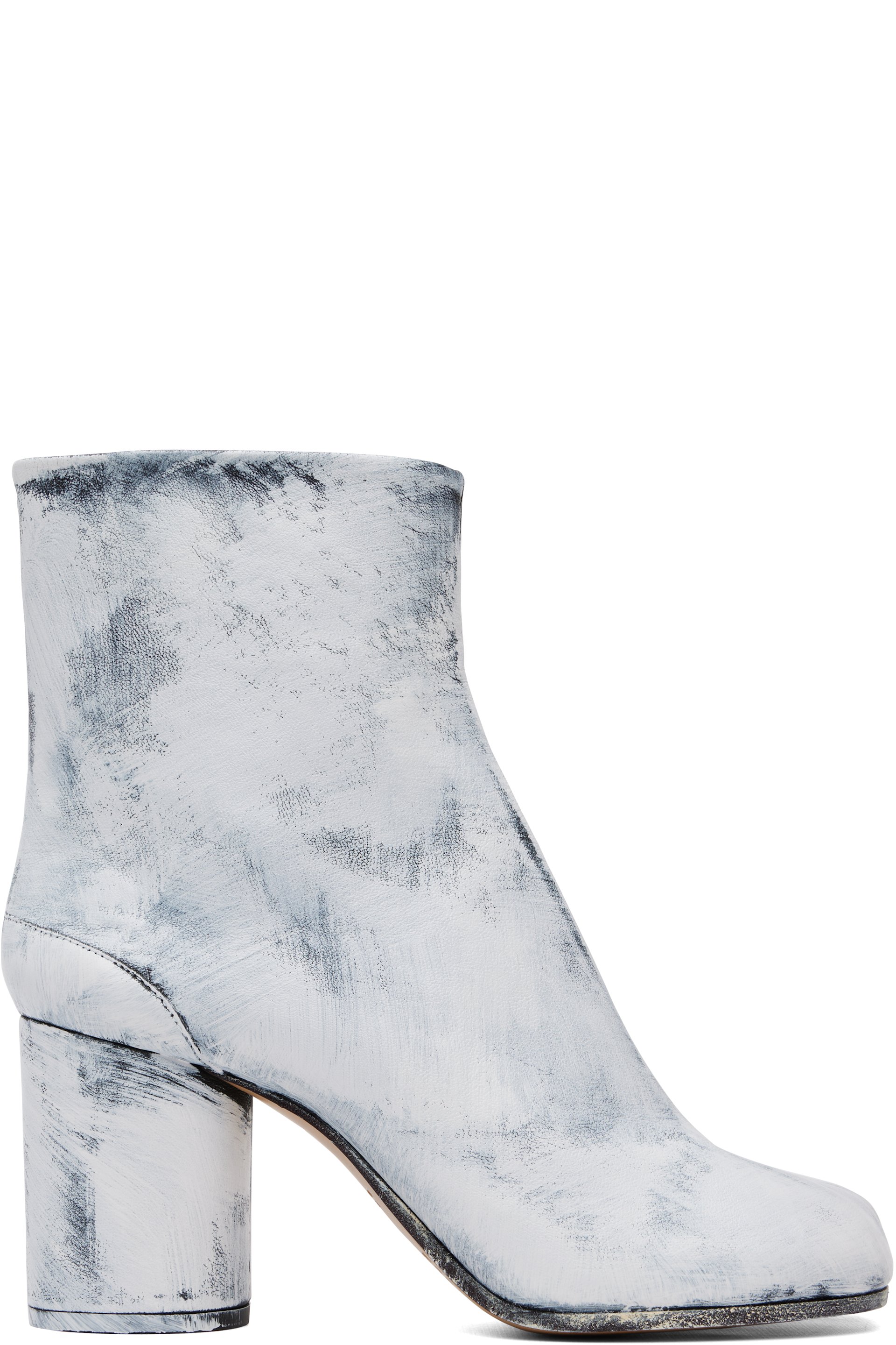 Maison Margiela - Bottes blanc et noir à effet Bianchetto et à bout Tabi
