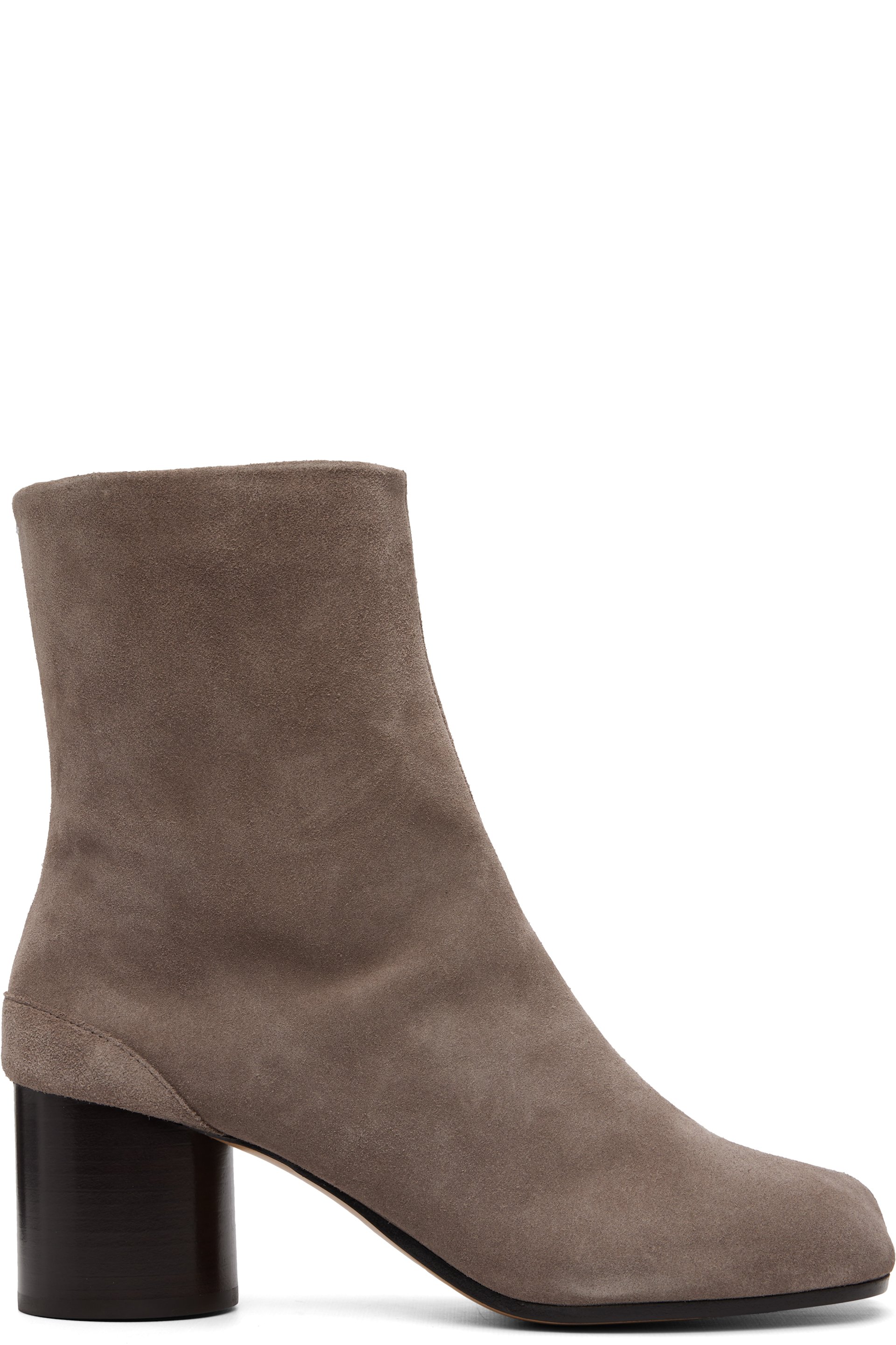 Maison Margiela - Bottes taupe en suède à bout Tabi et à talon de 60 mm