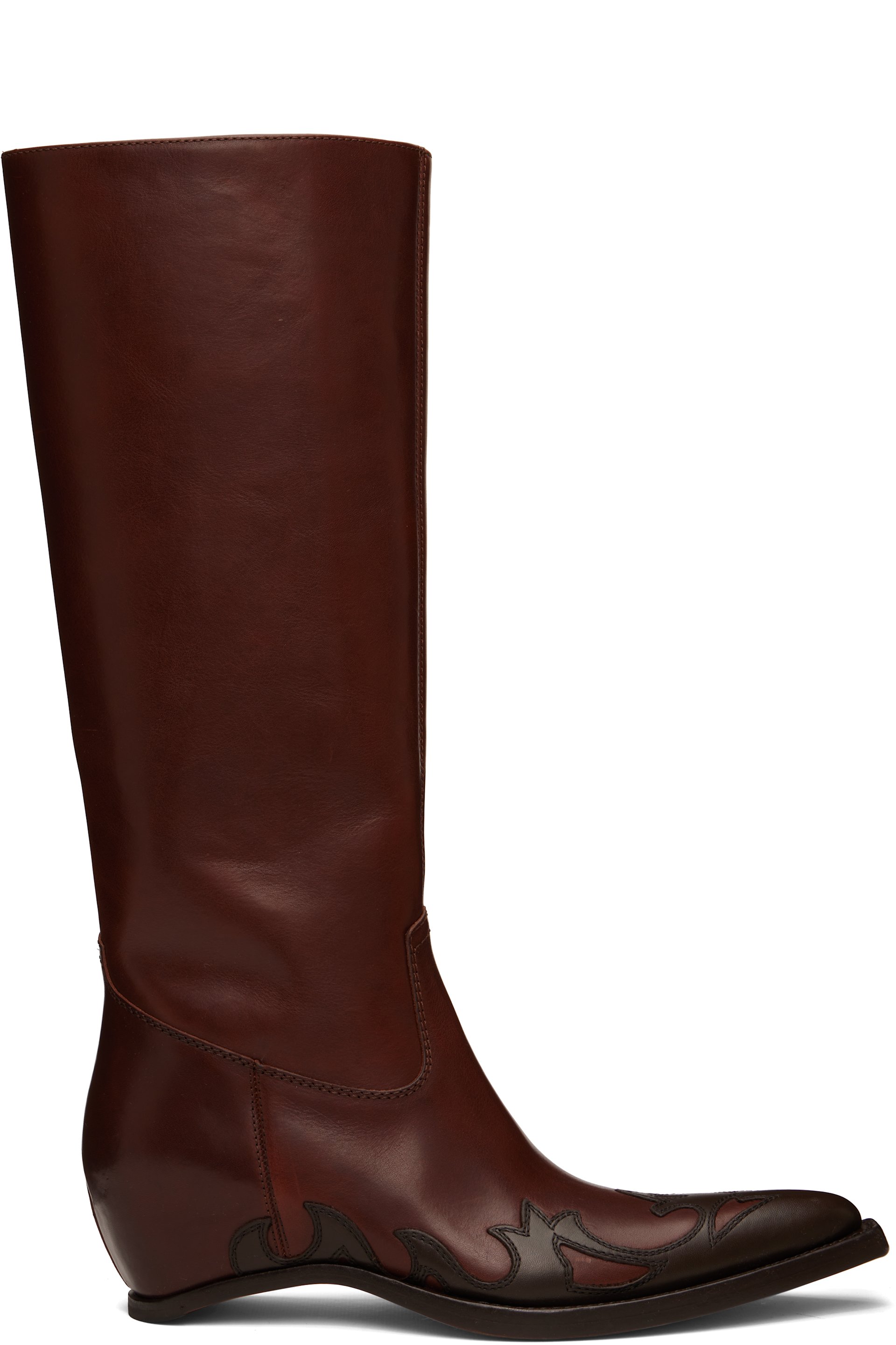 Maison Margiela - Bottes western hauteur genou brun clair à talon recouvert