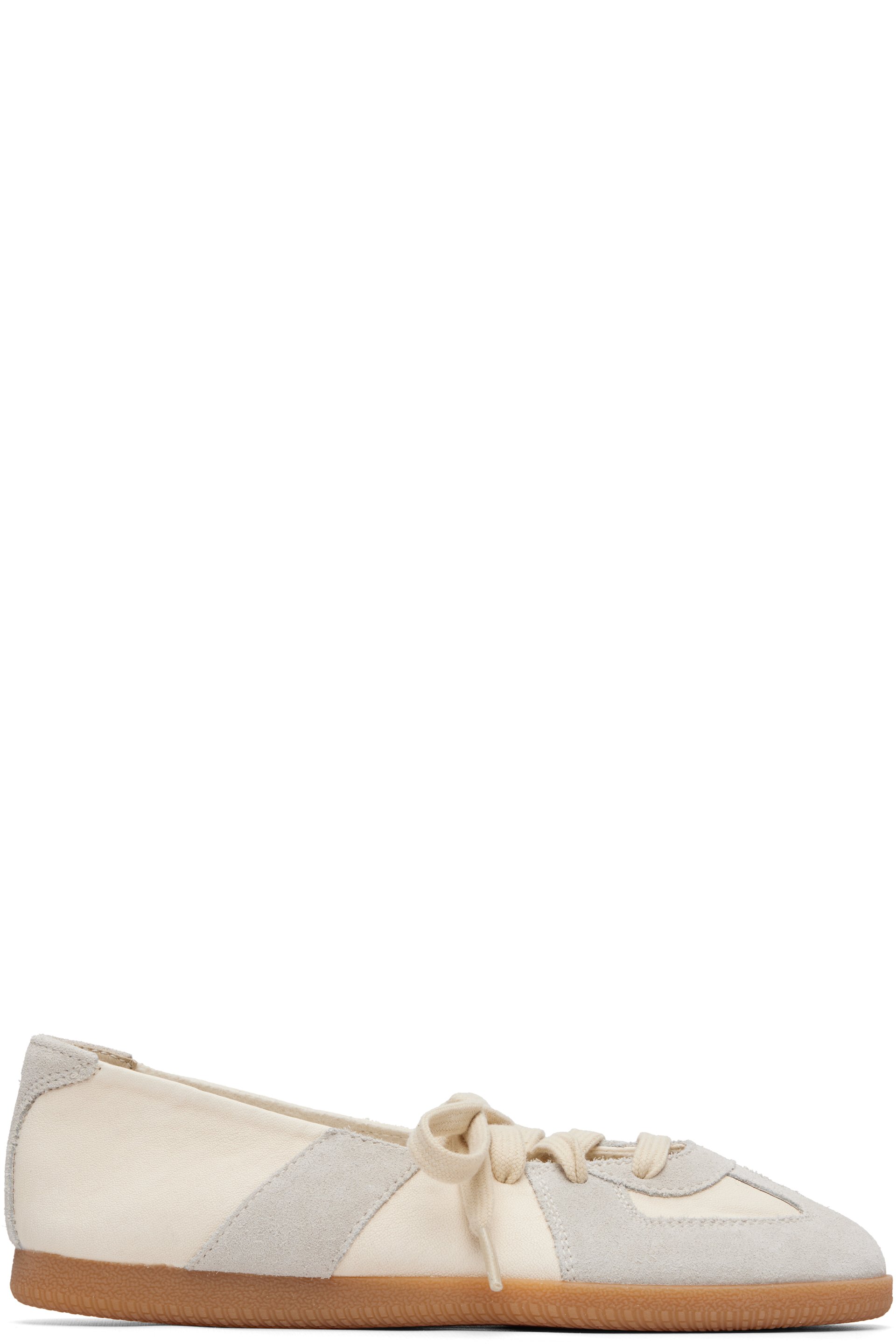 Maison Margiela - Off-White & Gray Replica Soft Laced Ballerina Flats
