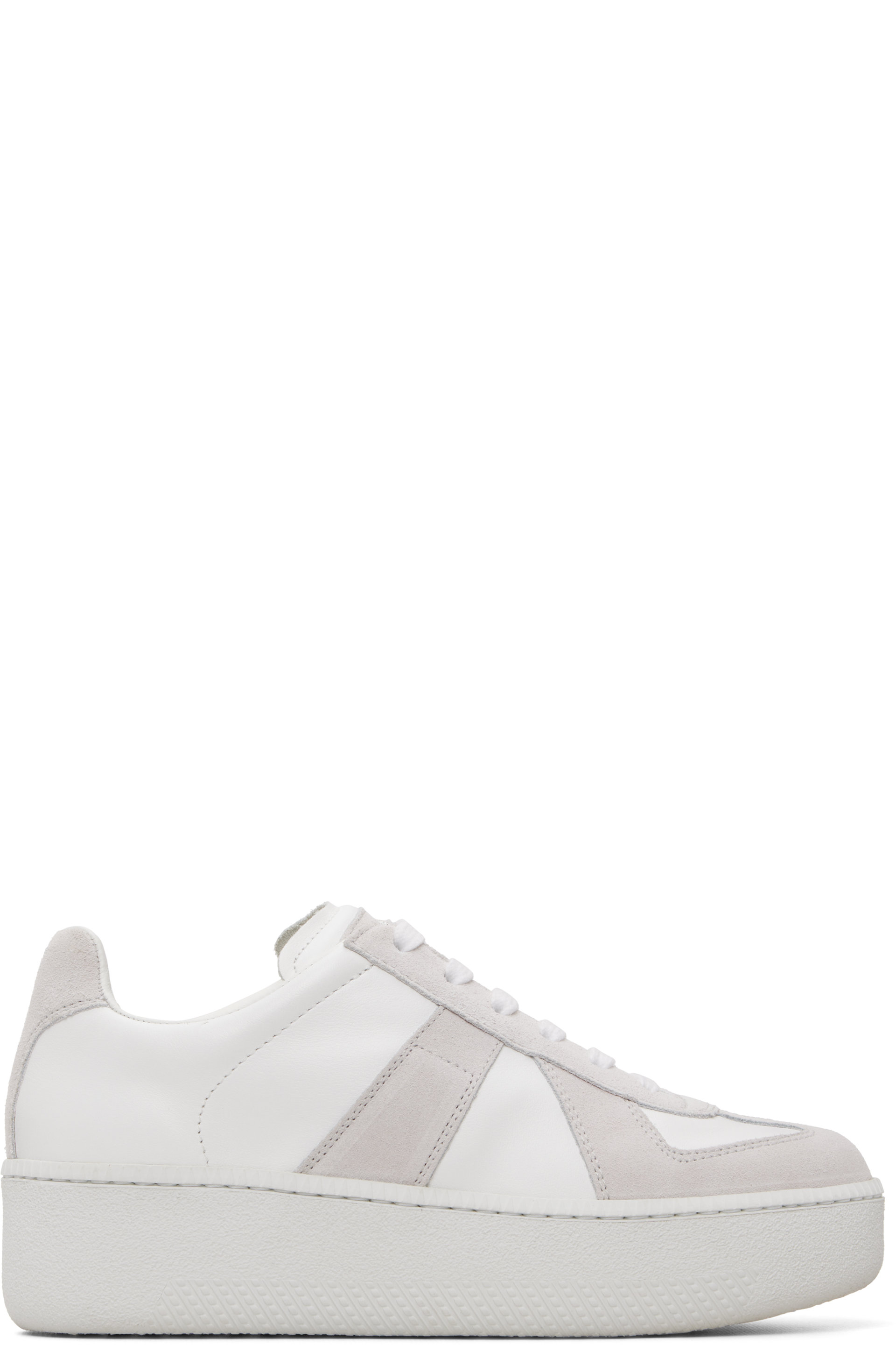 Maison Margiela - White & Taupe Replica Wedge Sneakers