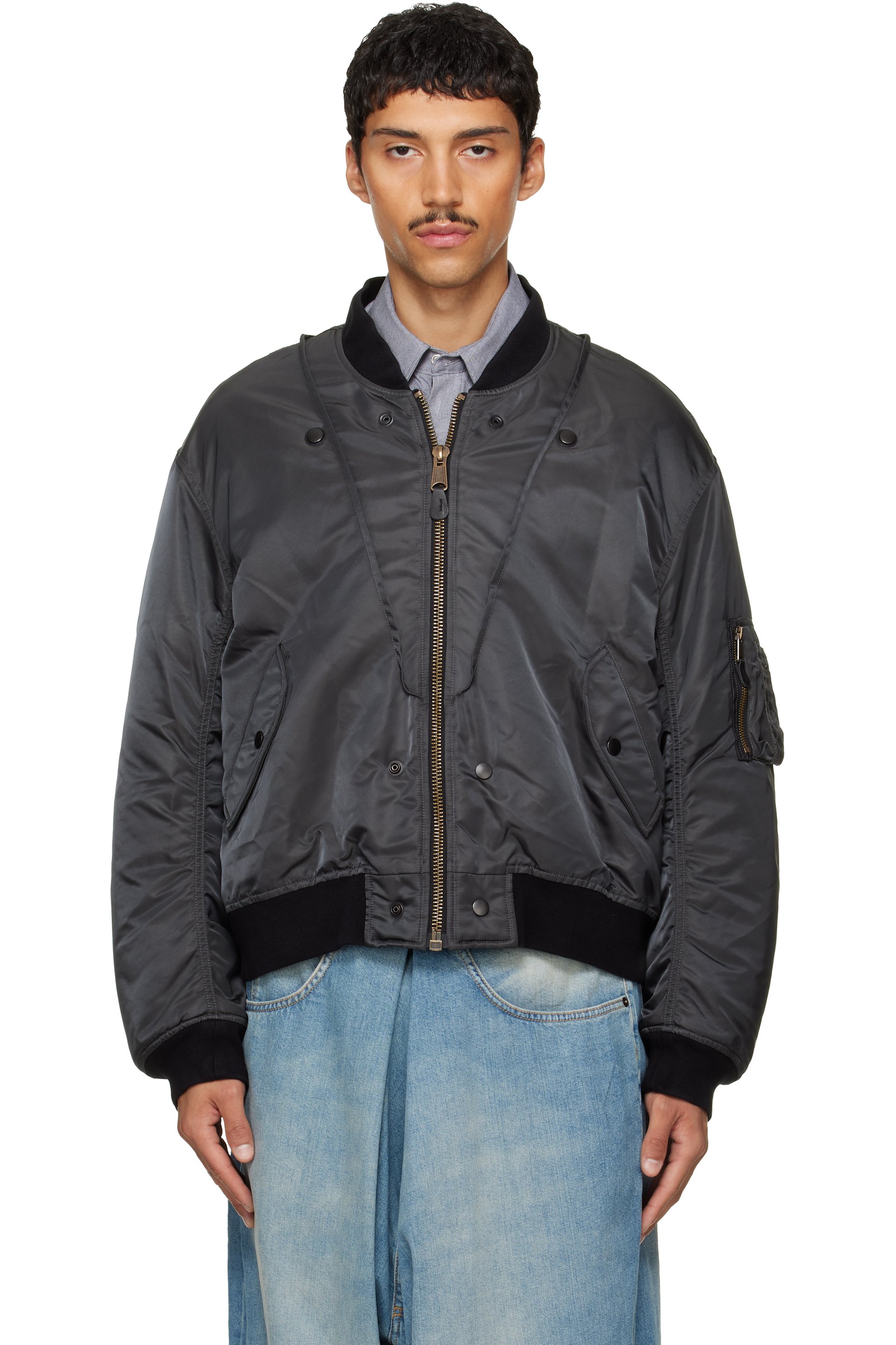 Maison Margiela - Gray & Black Reversible Bomber Jacket