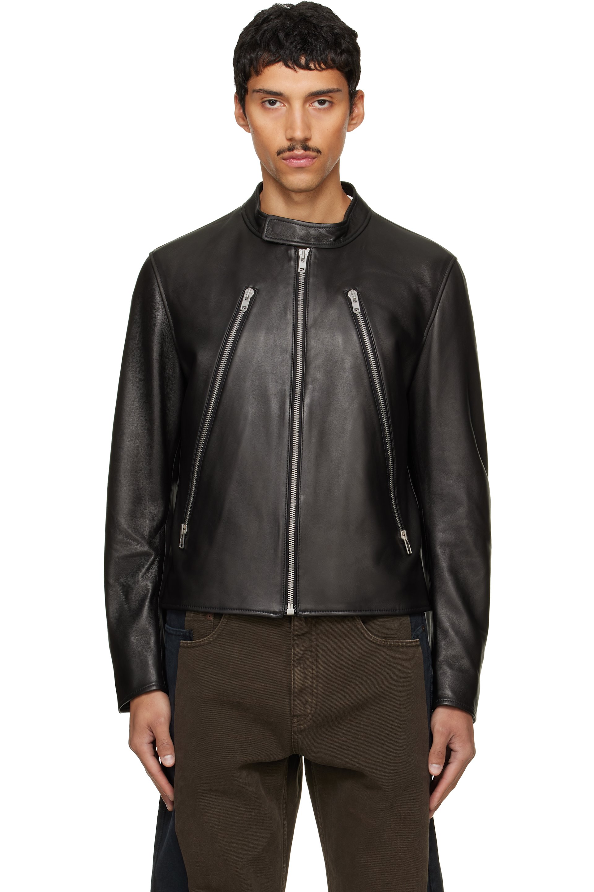 Maison Margiela - Black 5-Zip Leather Jacket