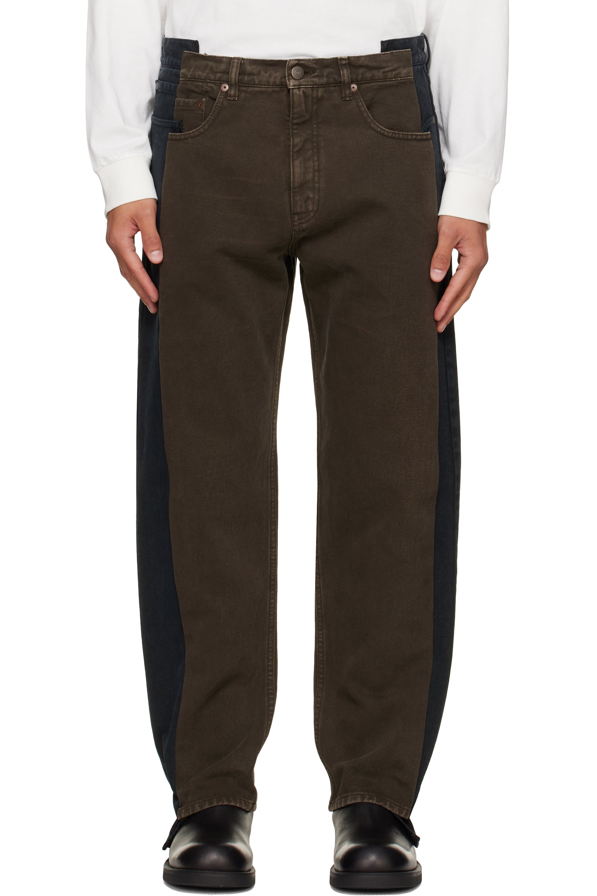 Maison Margiela - Black & Brown Straight-Leg Jeans
