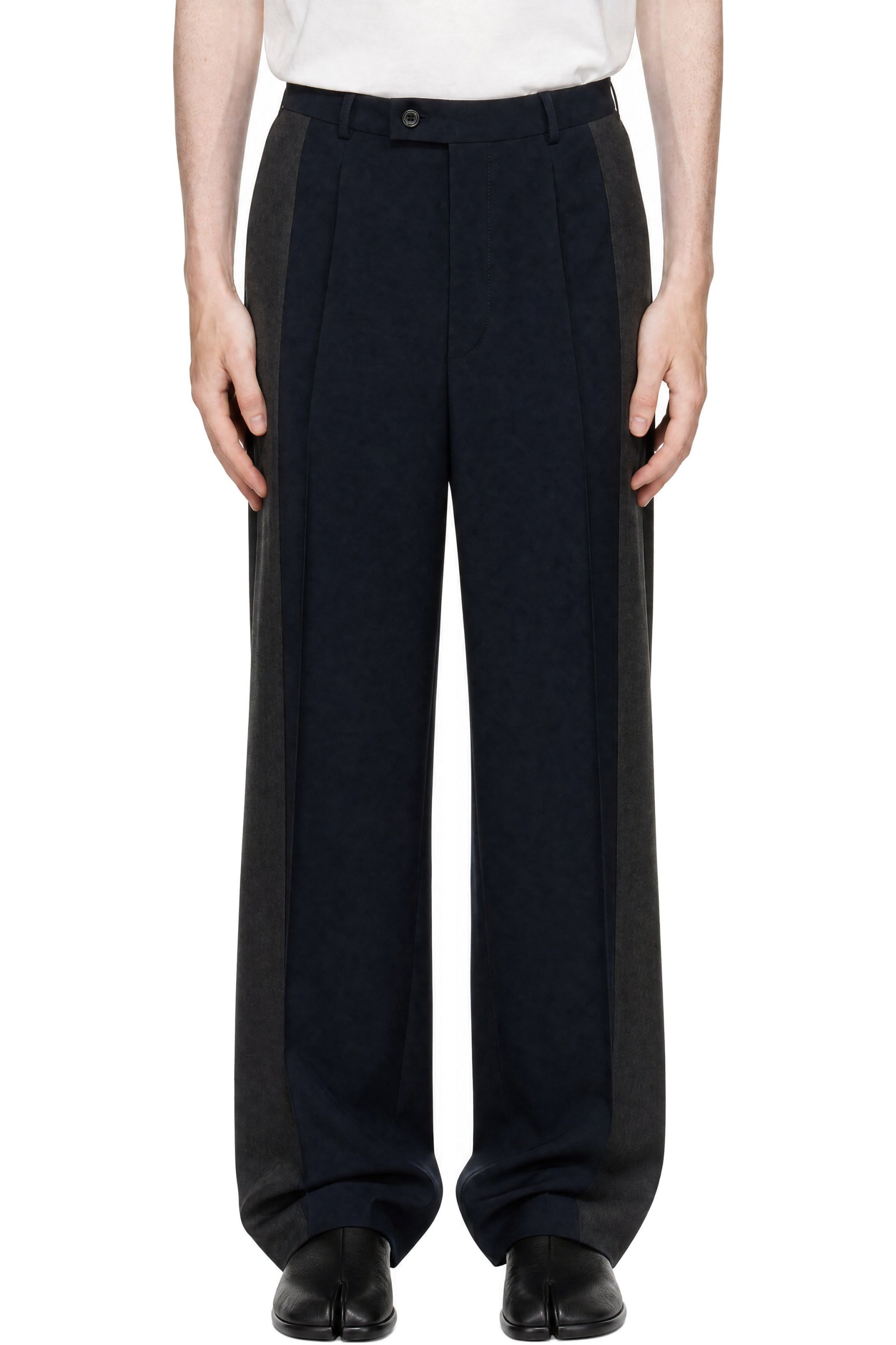 Maison Margiela - Navy & Gray Two-Tone Wool Trousers