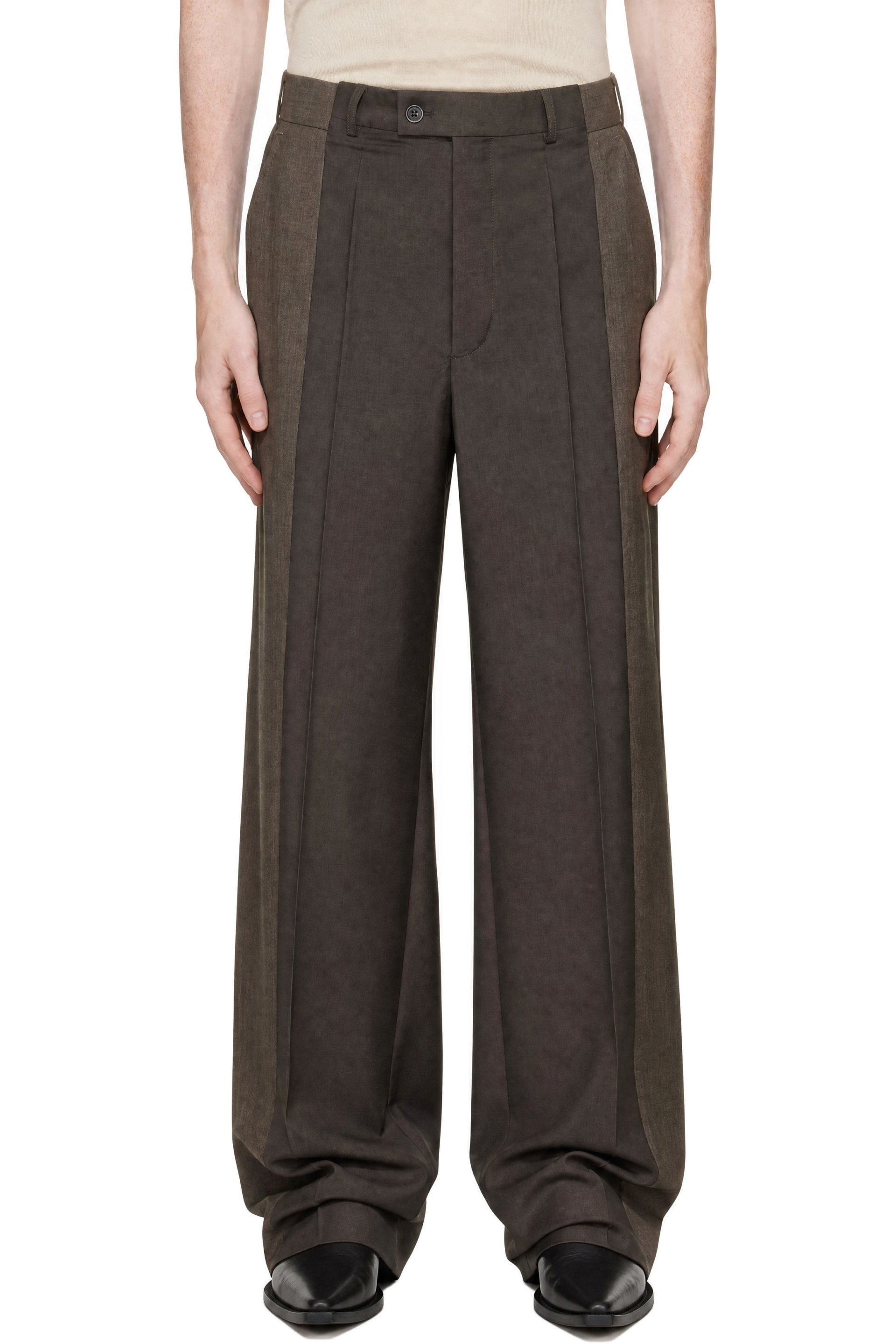 Maison Margiela - Taupe Two-Tone Wool Trousers