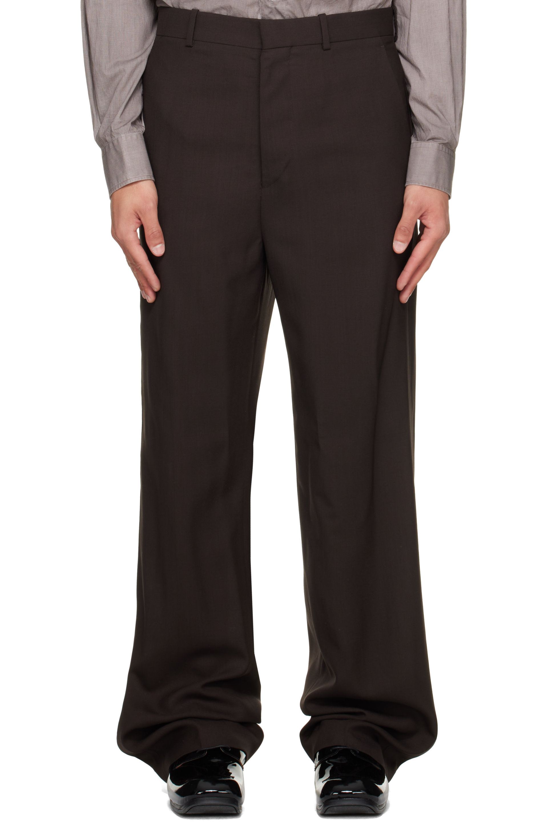 Maison Margiela - Brown Wool Wide-Leg Trousers