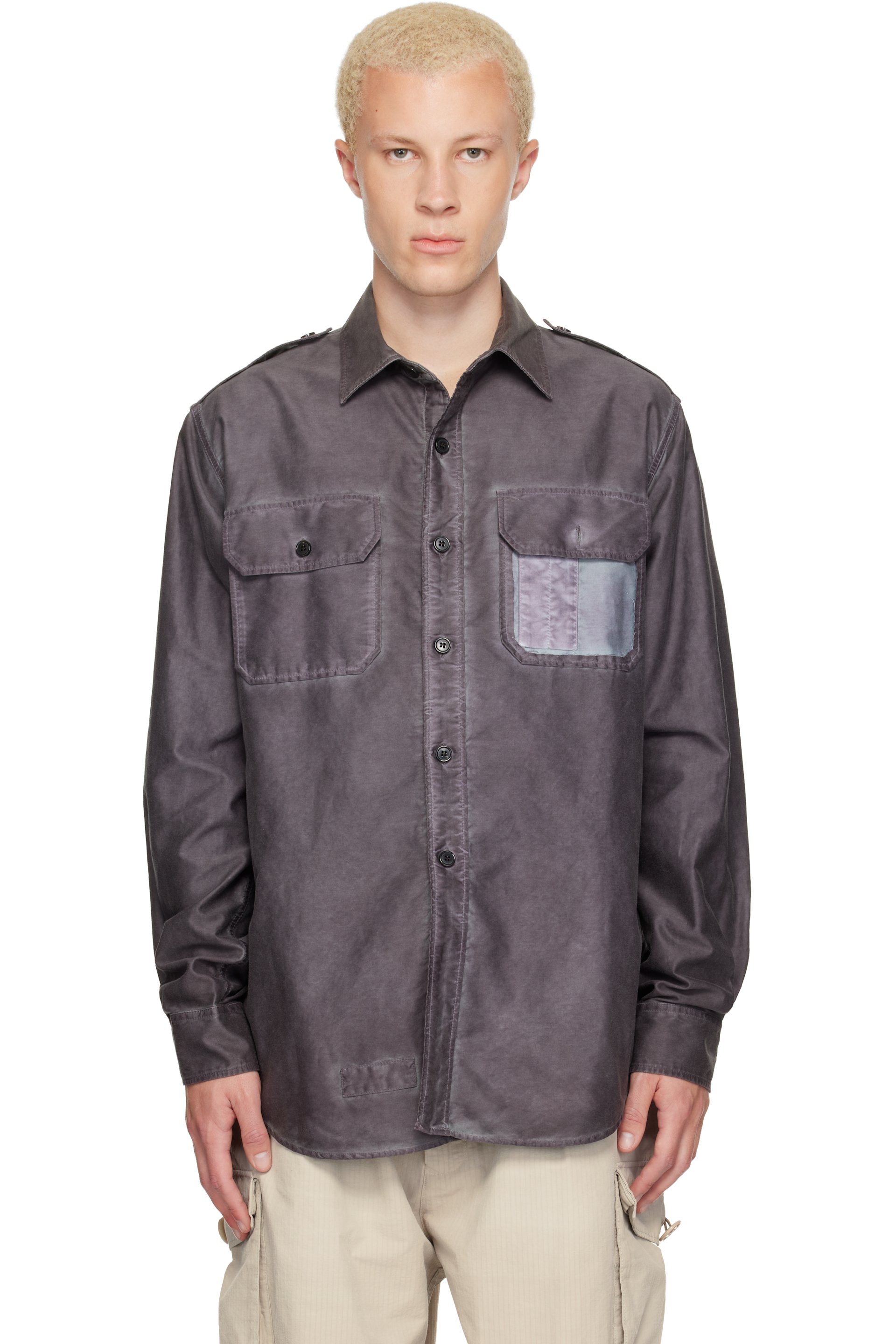 Maison Margiela - Chemise de travail mauve à double teinture