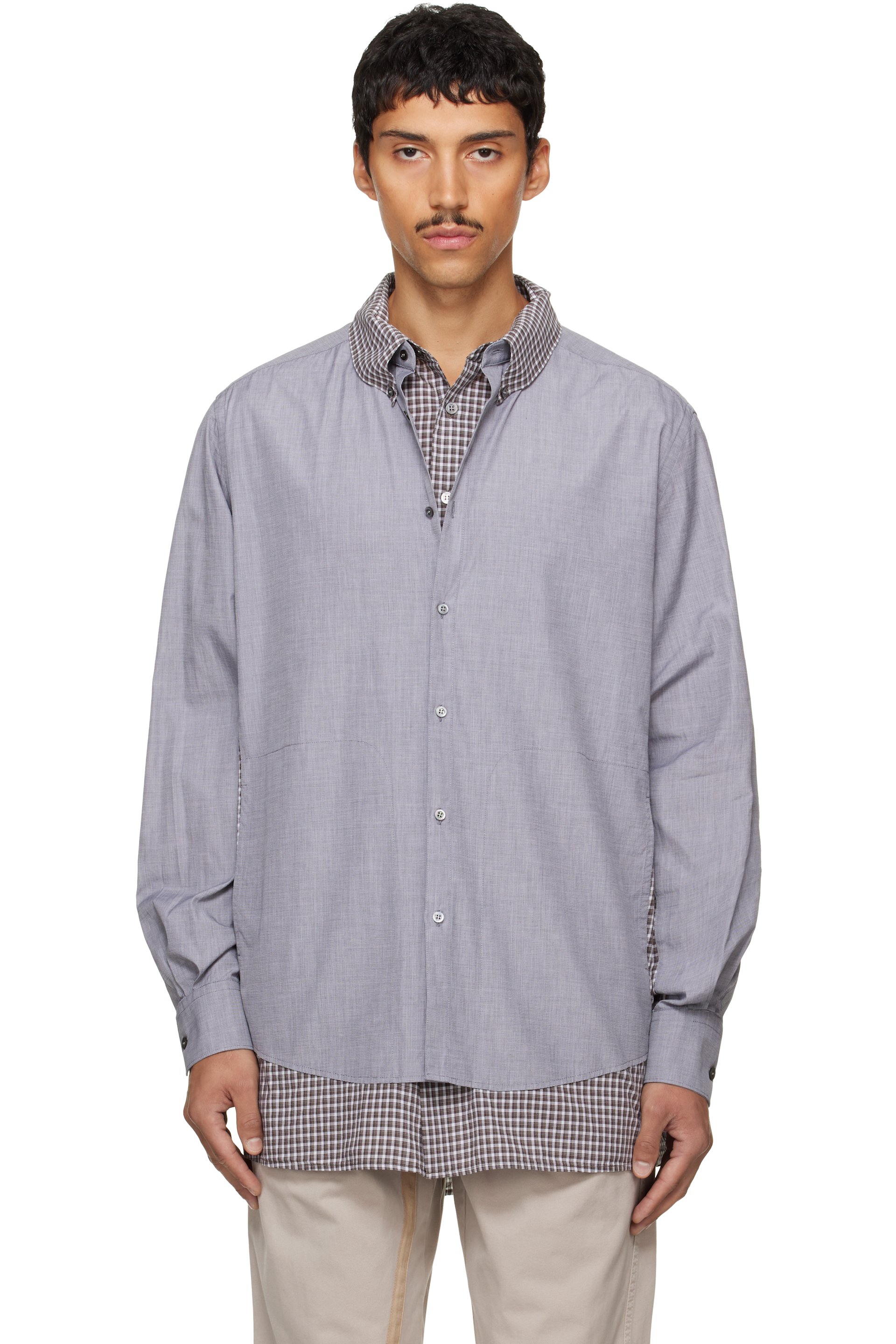 Maison Margiela - Gray & Brown Double Layer Cotton Shirt