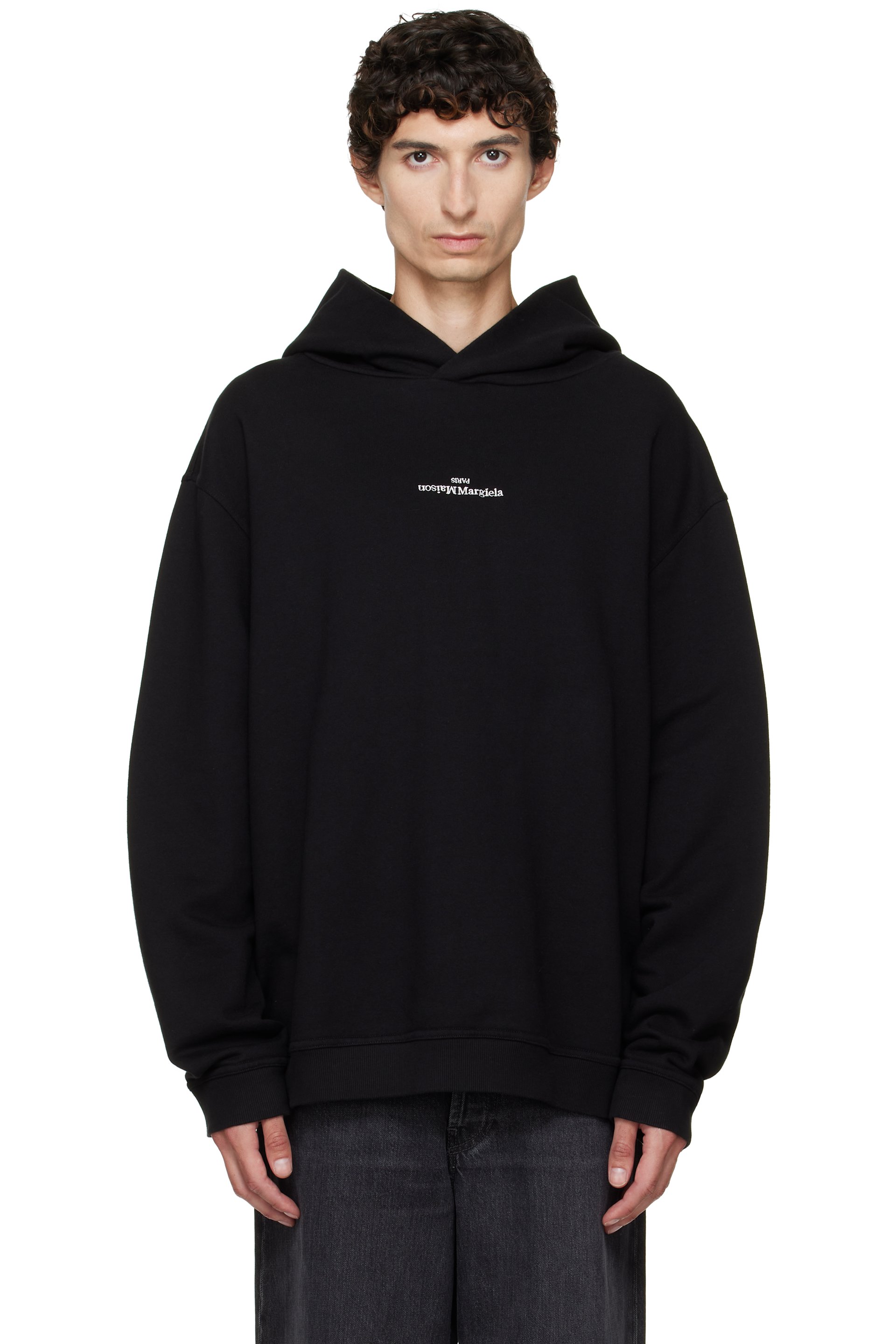 Maison Margiela - Black Reversed Logo Hoodie