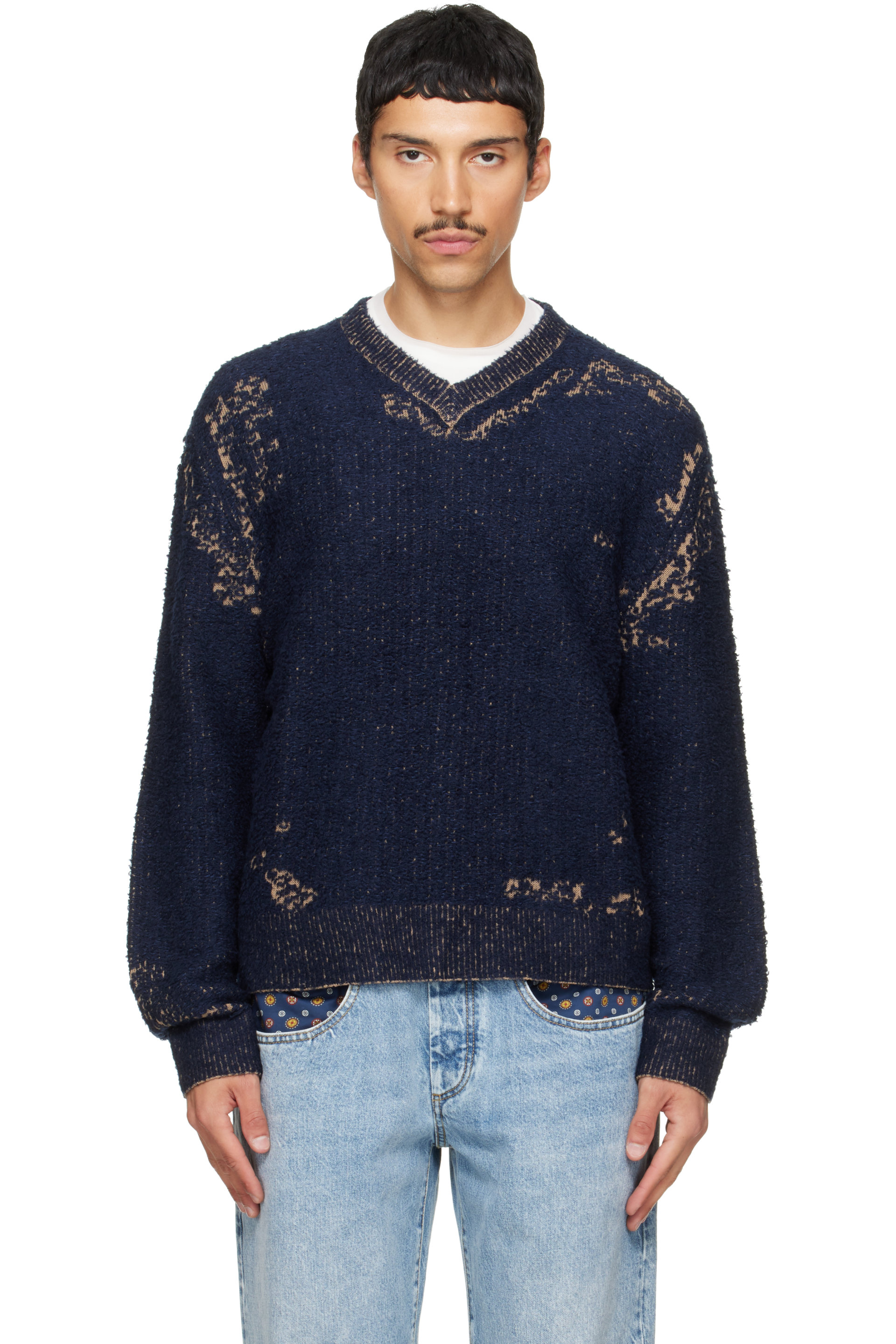 Maison Margiela - Navy Acid Knit Sweater