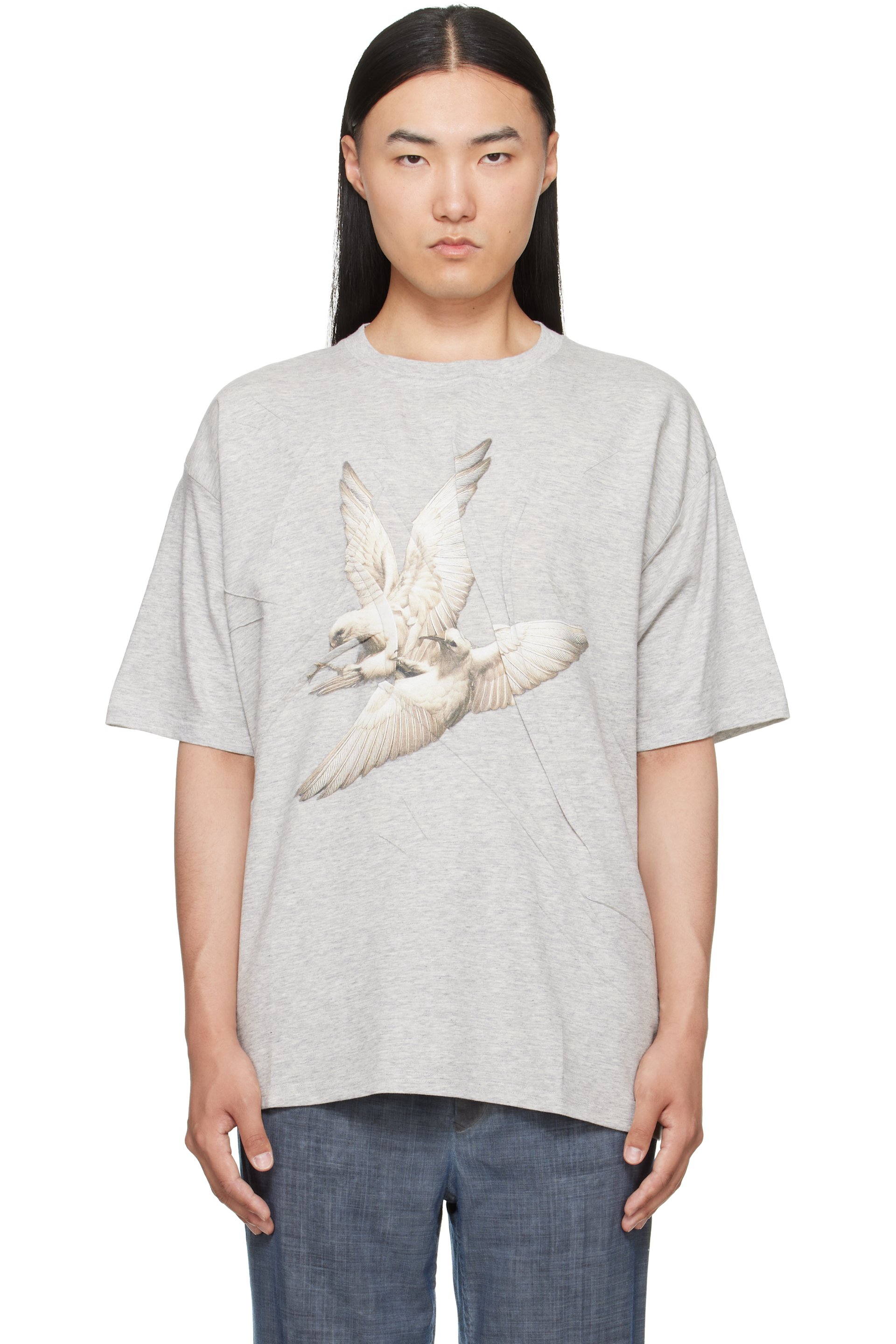 Maison Margiela - Gray Creased Bird T-shirt