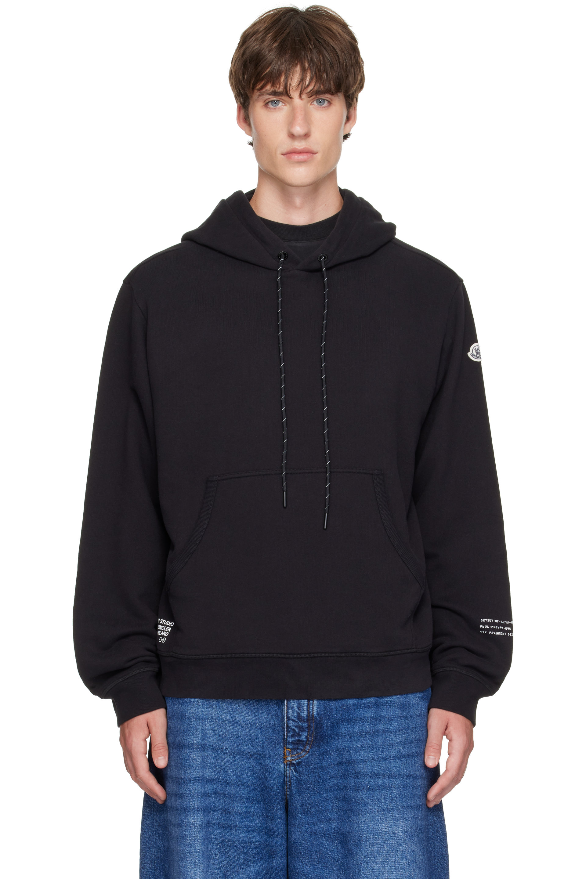 Moncler Genius - Moncler x Fragment Black Logo Cotton Hoodie