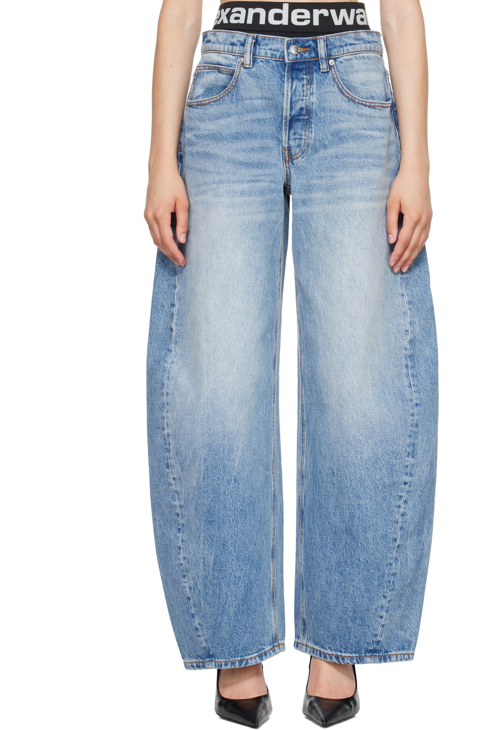 Alexander Wang - Blue Blow-Up Logo Waistband Jeans