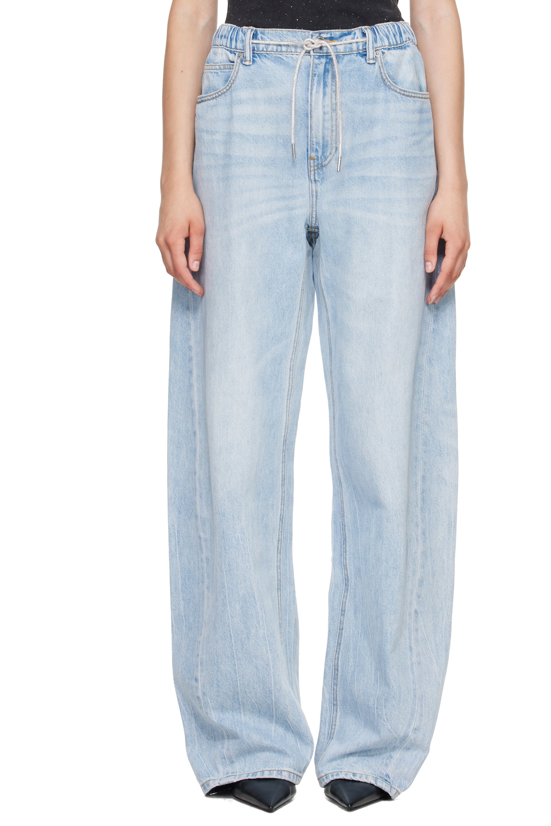 Alexander Wang - Blue Balloon Jogger Rhinestone Drawcord Jeans