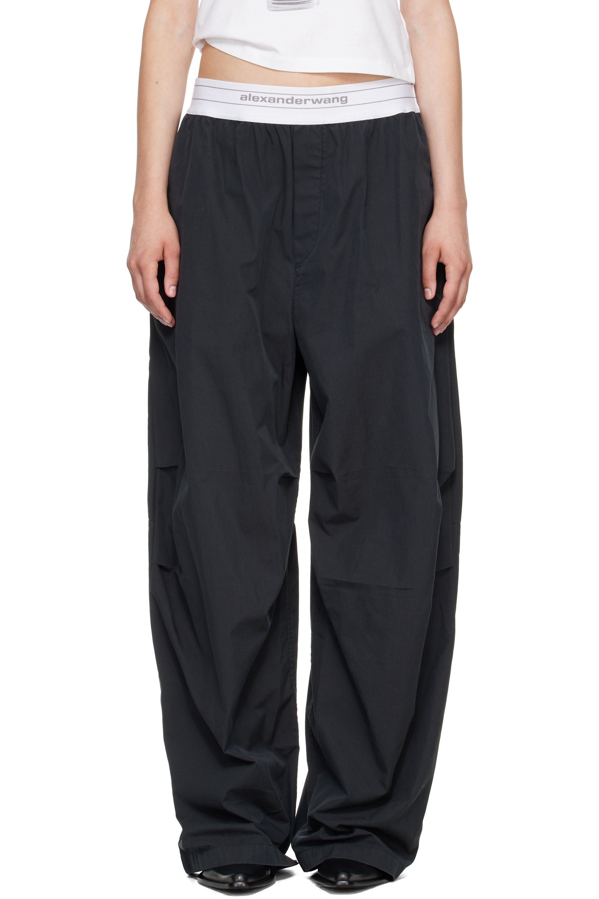 Alexander Wang - Black Mid-Rise Pleated Wide-Leg Lounge Pants