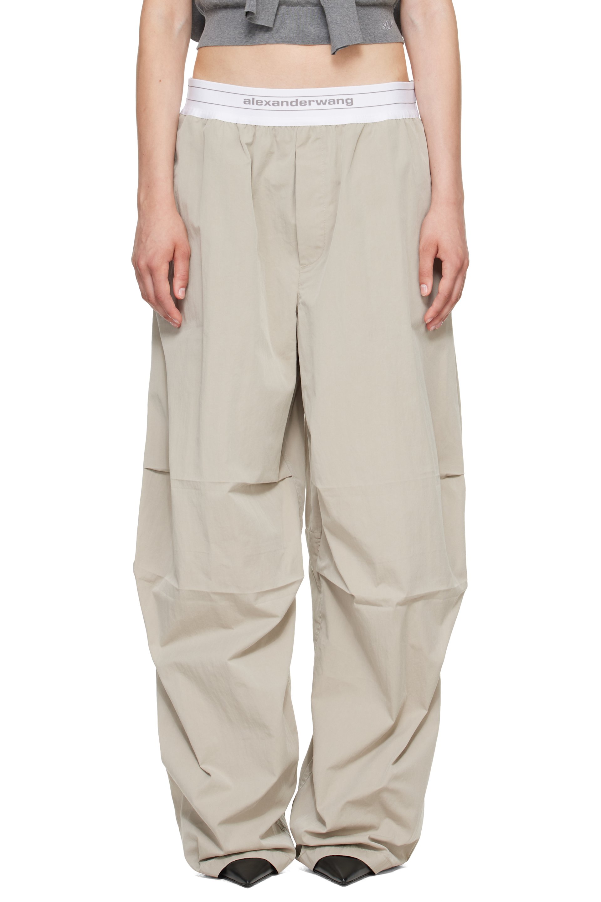 Alexander Wang - Gray Mid-Rise Pleated Wide-Leg Lounge Pants