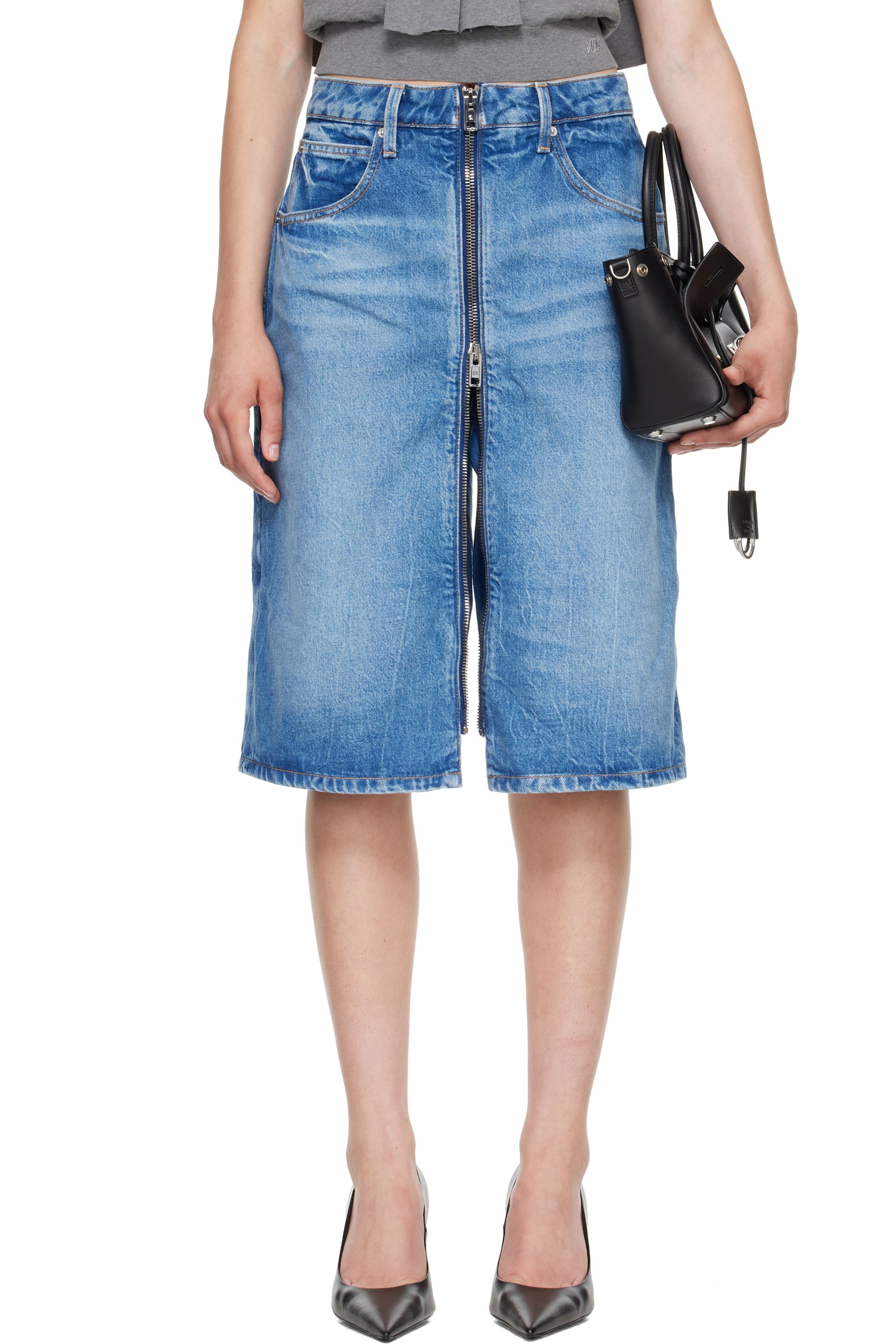 Alexander Wang - Blue Zip Front Midi Skort